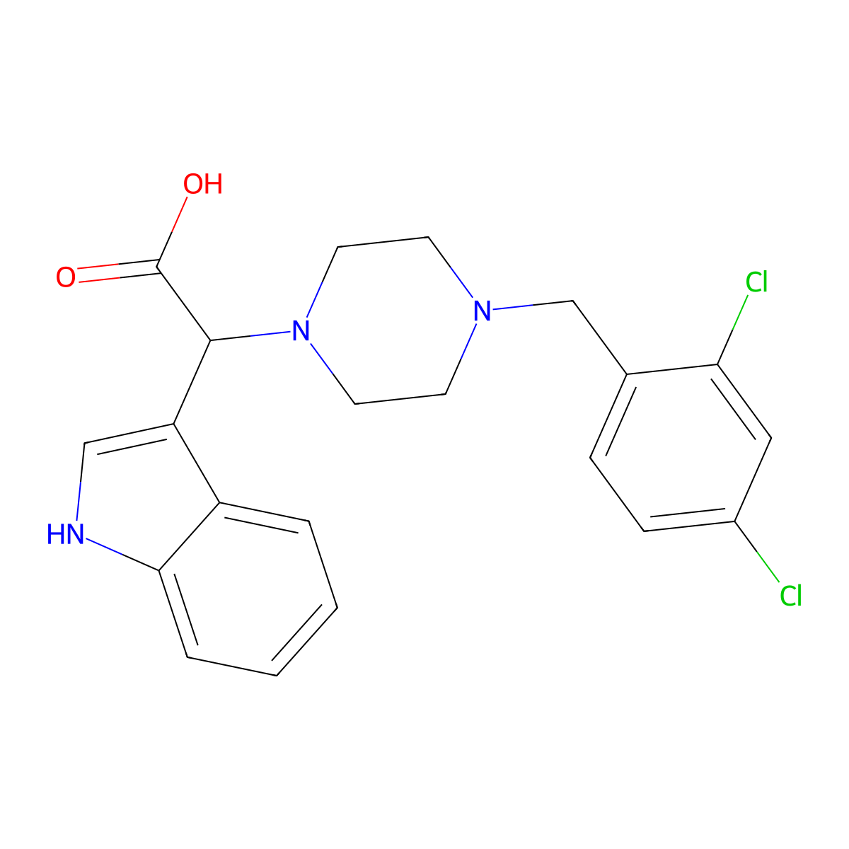 [4-(2,4-dichlorobenzyl)piperazin-1-yl](1H-indol-3-yl)acetic acid molecular structure, CAS 1144442-92-1