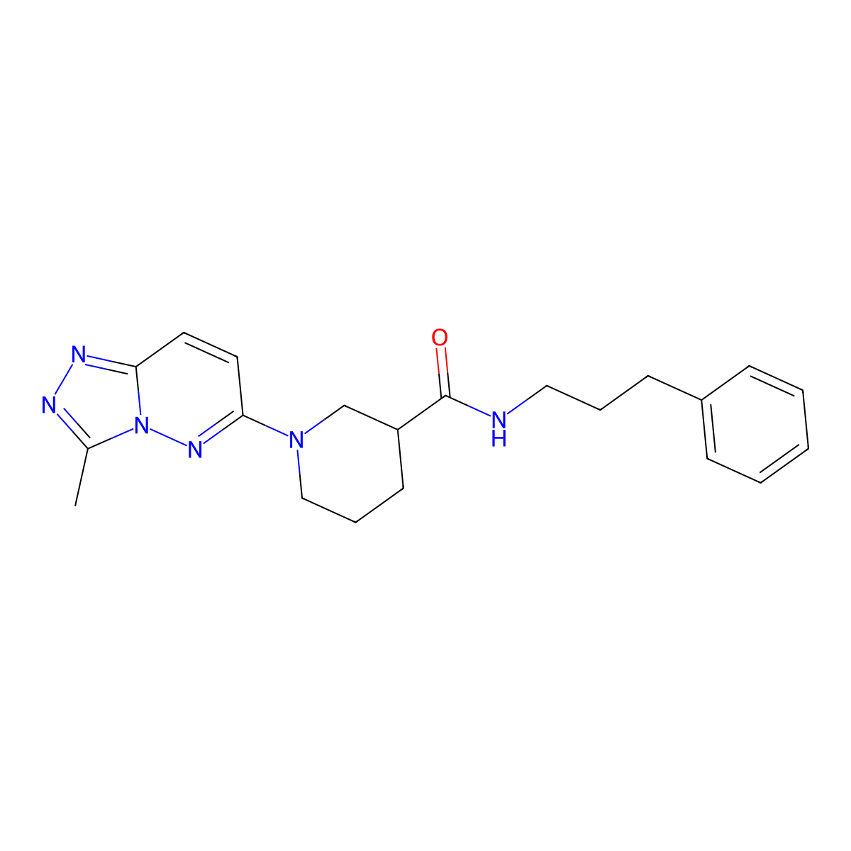 1-(3-methyl[1,2,4]triazolo[4,3-b]pyridazin-6-yl)-N-(3-phenylpropyl)piperidine-3-carboxamide molecular structure, CAS 1144443-02-6
