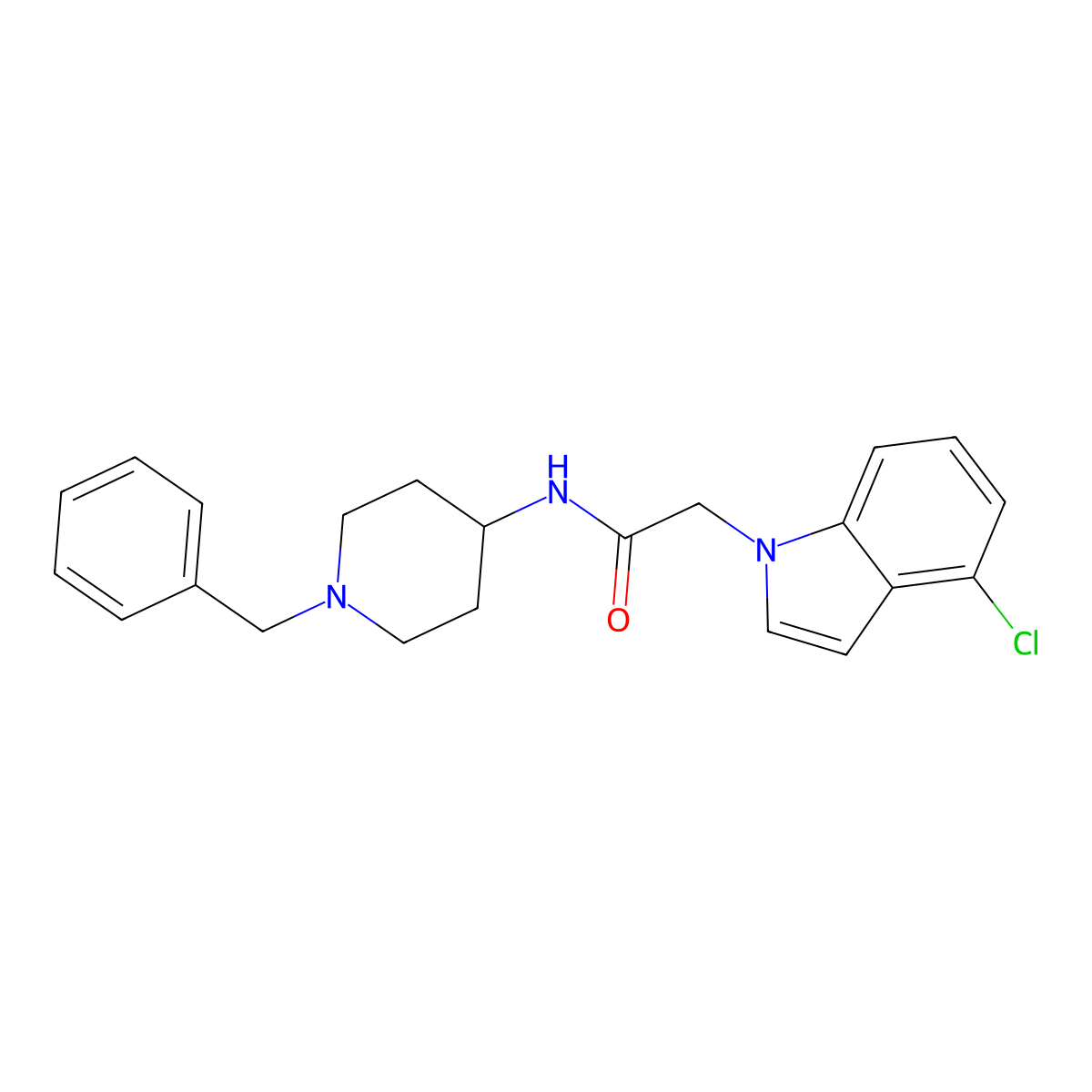 N-(1-benzylpiperidin-4-yl)-2-(4-chloro-1H-indol-1-yl)acetamide molecular structure, CAS 1144443-05-9