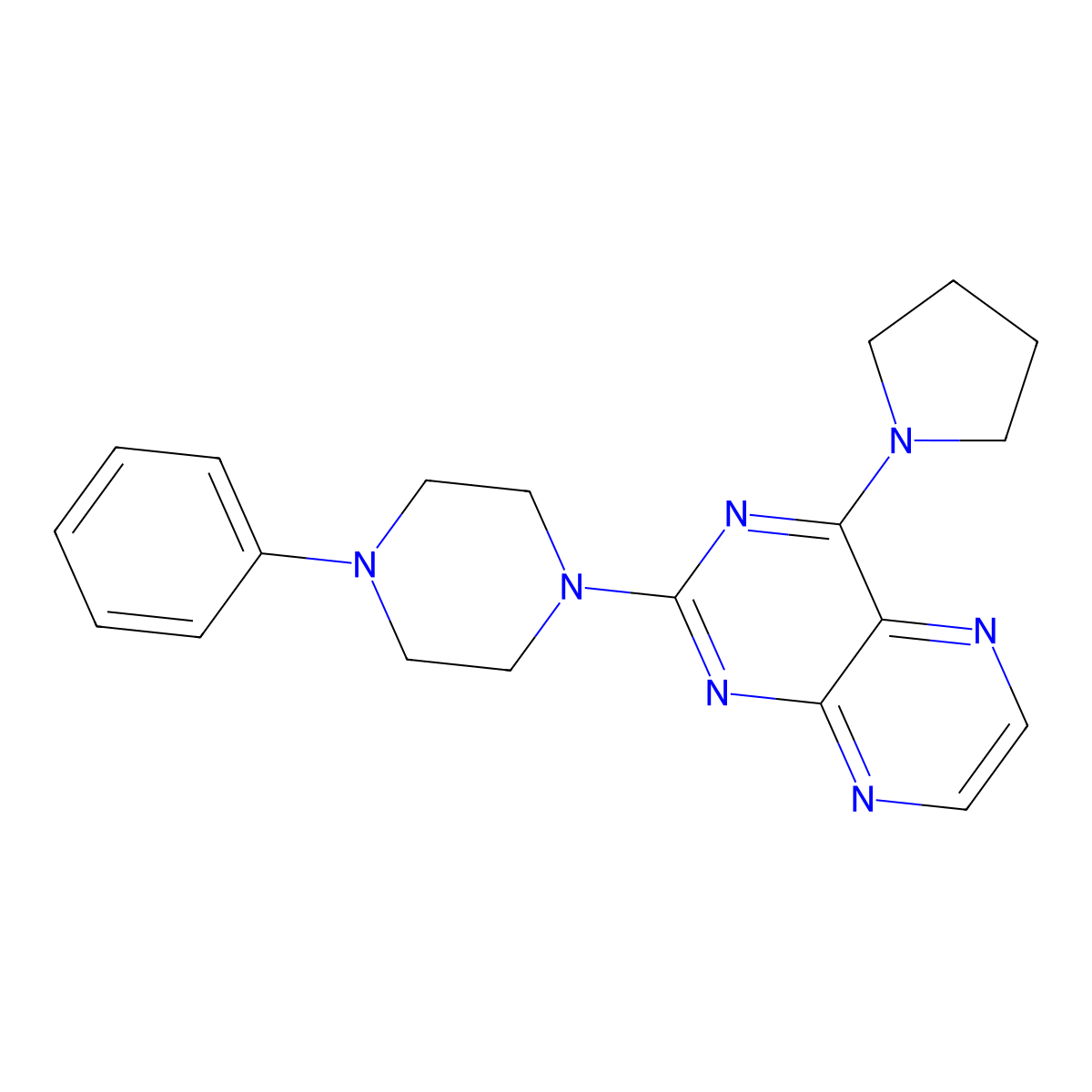 2-(4-Phenylpiperazinyl)-4-pyrrolidinylpteridine molecular structure, CAS 1144443-14-0