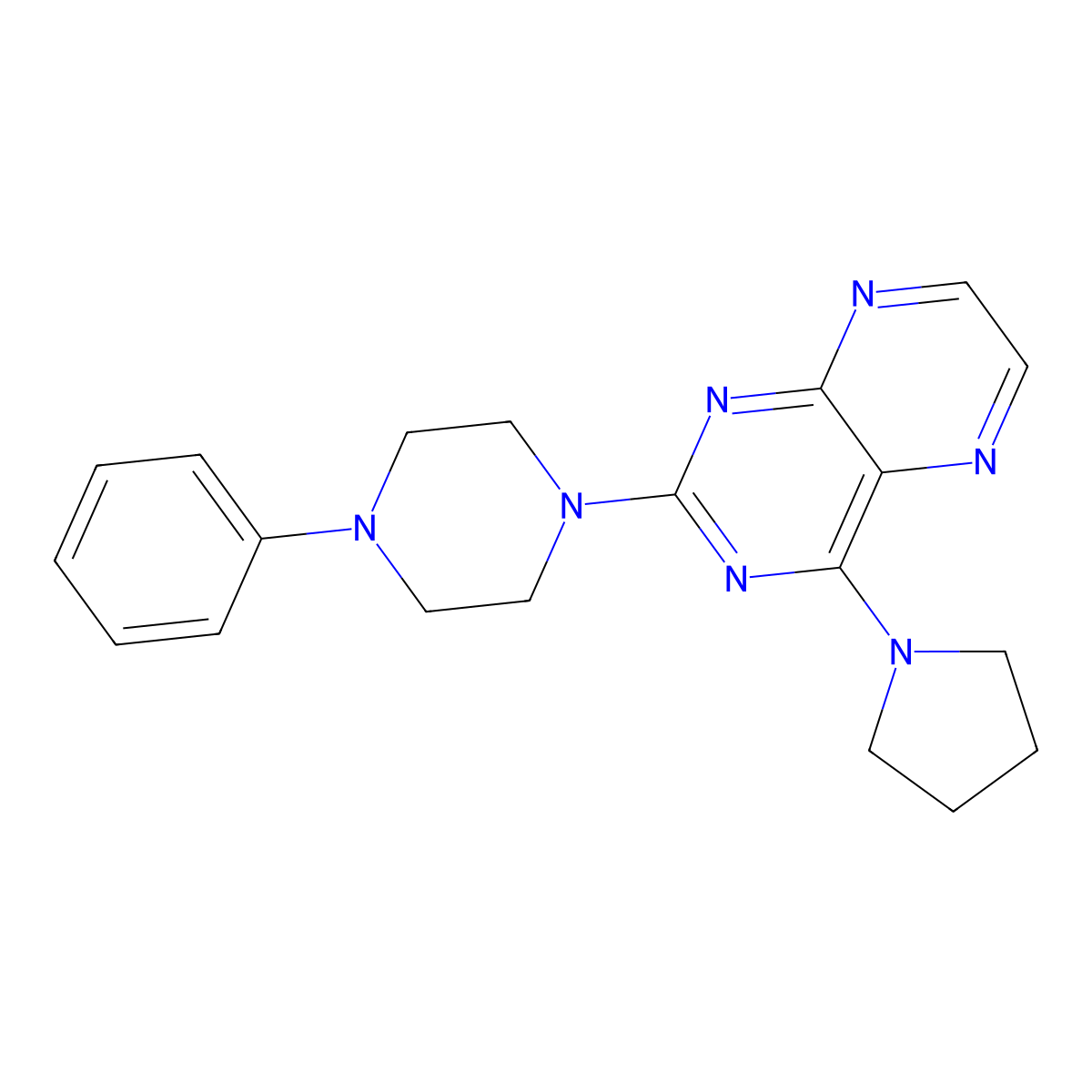 2-(4-Phenylpiperazinyl)-4-pyrrolidinylpteridine molecular structure, CAS 1144443-14-0