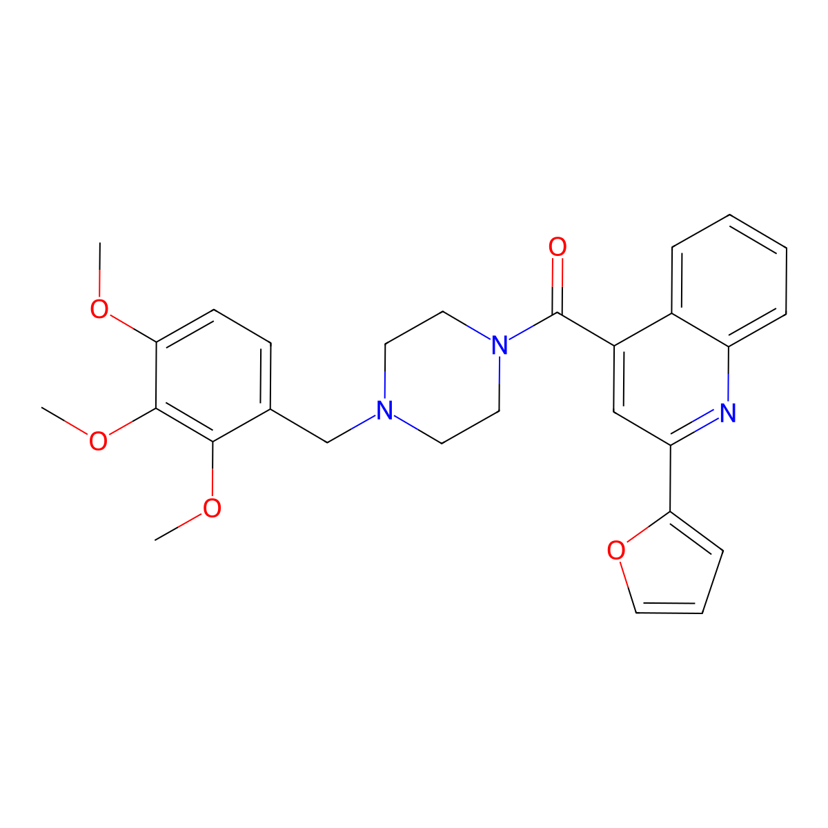 [2-(Furan-2-yl)quinolin-4-yl][4-(2,3,4-trimethoxybenzyl)piperazin-1-yl]methanone molecular structure, CAS 1144443-19-5