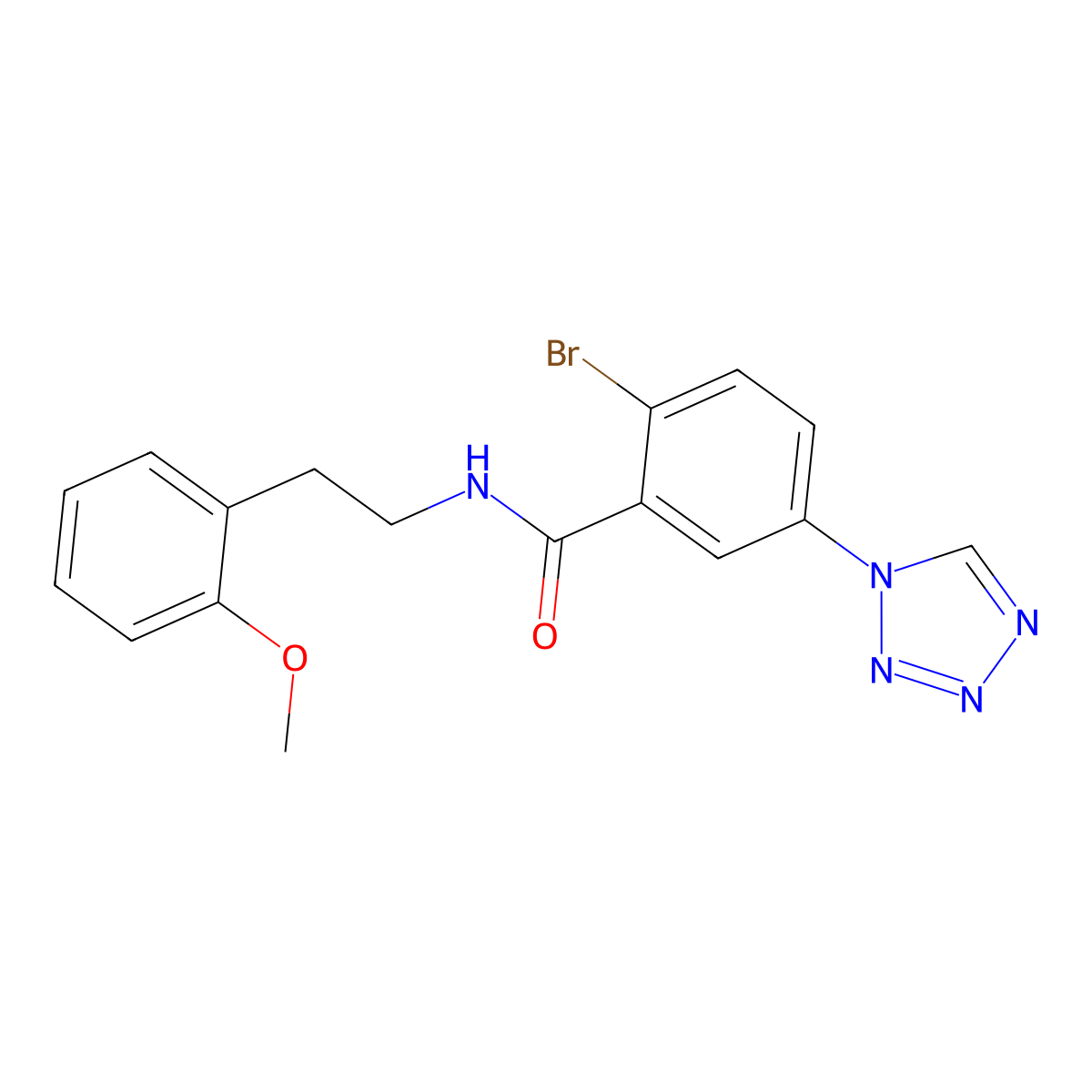 2-bromo-N-[2-(2-methoxyphenyl)ethyl]-5-(1H-tetrazol-1-yl)benzamide molecular structure, CAS 1144443-24-2