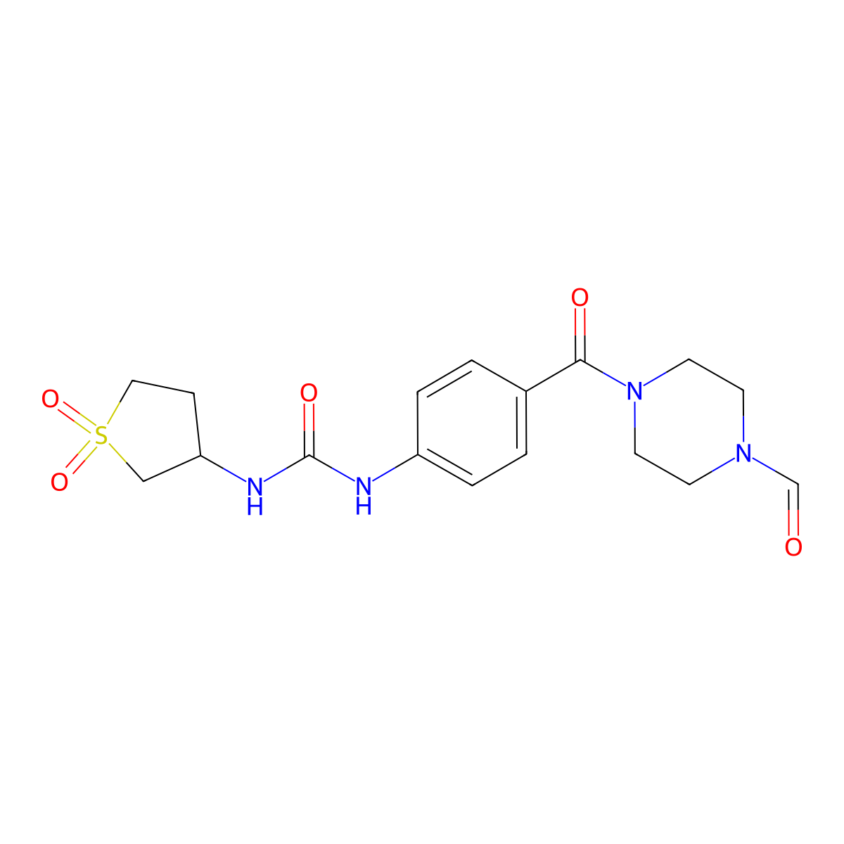 1-(1,1-Dioxidotetrahydrothiophen-3-yl)-3-{4-[(4-formylpiperazin-1-yl)carbonyl]phenyl}urea molecular structure, CAS 1144443-31-1