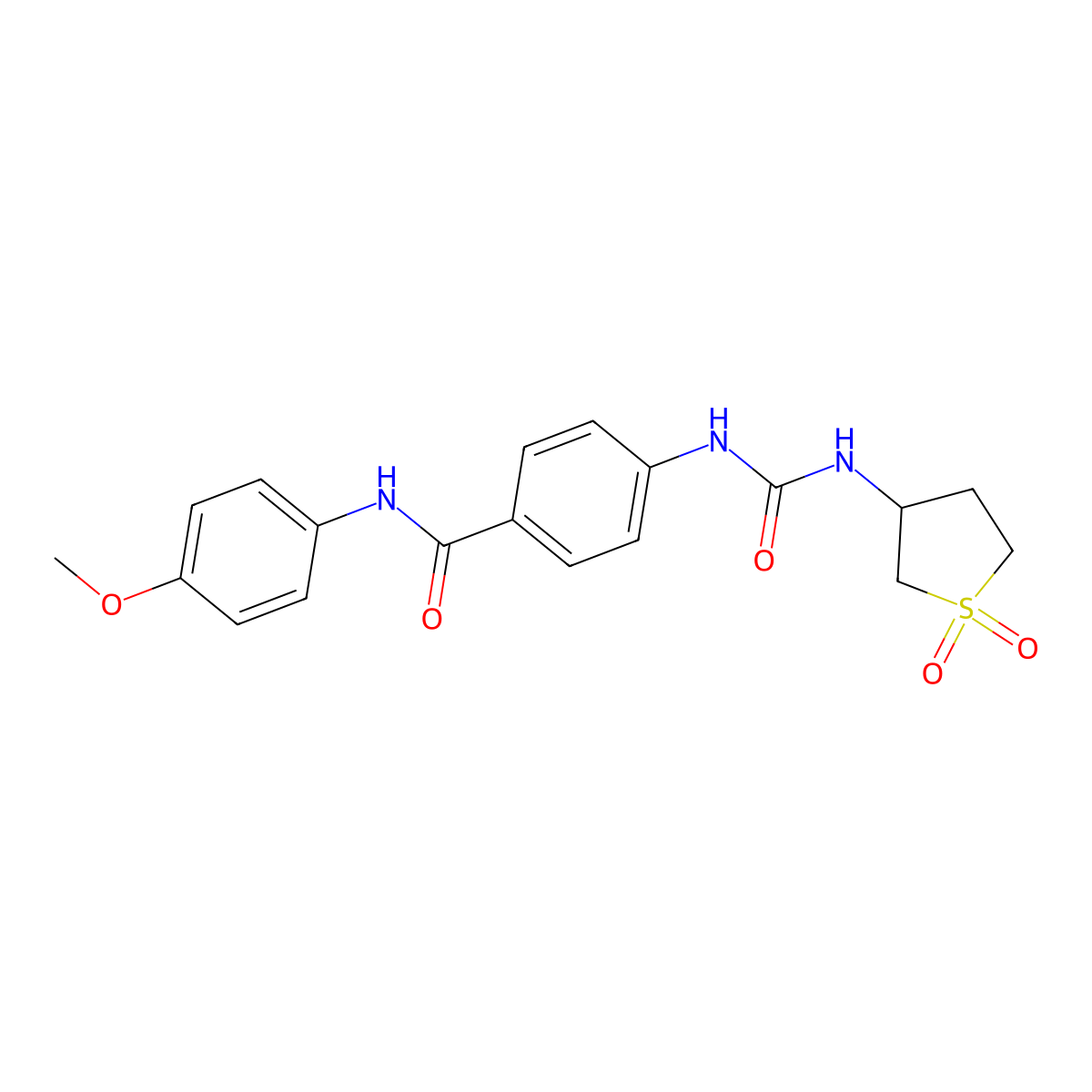 4-{[(1,1-dioxidotetrahydrothiophen-3-yl)carbamoyl]amino}-N-(4-methoxyphenyl)benzamide molecular structure, CAS 1144443-42-4