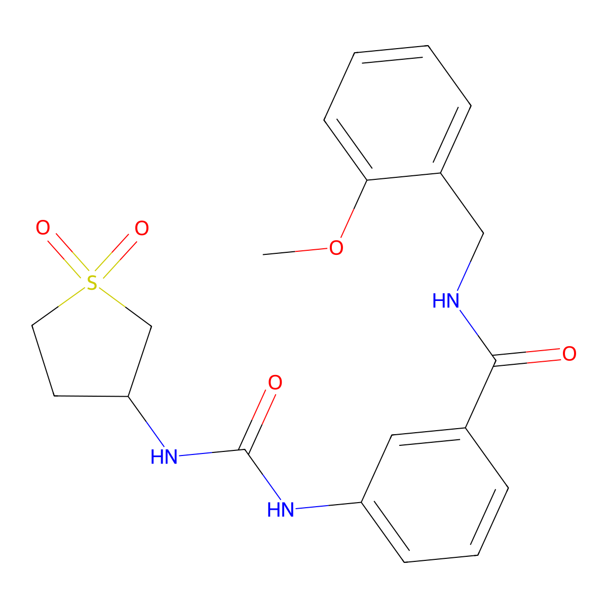 3-{[(1,1-dioxidotetrahydrothiophen-3-yl)carbamoyl]amino}-N-(2-methoxybenzyl)benzamide molecular structure, CAS 1144443-46-8