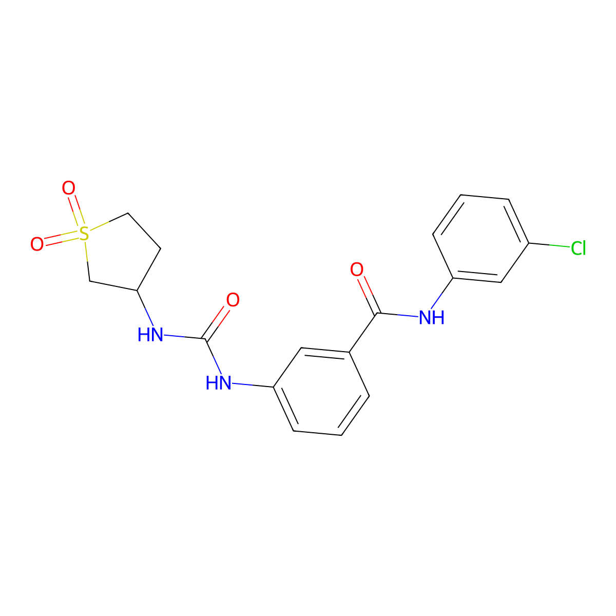 N-(3-chlorophenyl)-3-{[(1,1-dioxidotetrahydrothiophen-3-yl)carbamoyl]amino}benzamide molecular structure, CAS 1144443-52-6
