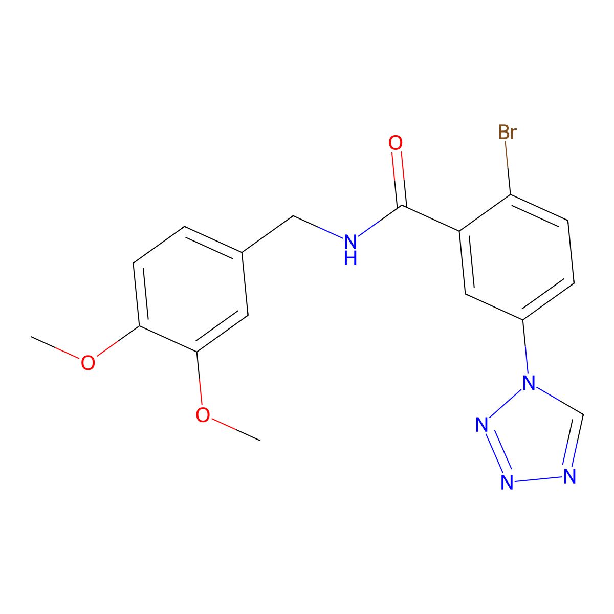 2-bromo-N-(3,4-dimethoxybenzyl)-5-(1H-tetrazol-1-yl)benzamide molecular structure, CAS 1144443-56-0