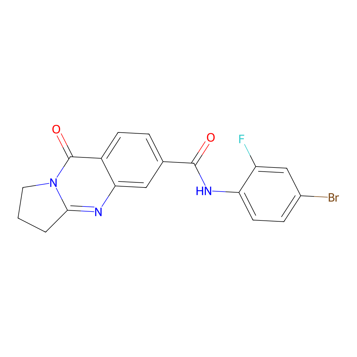 N-(4-bromo-2-fluorophenyl)-9-oxo-1,2,3,9-tetrahydropyrrolo[2,1-b]quinazoline-6-carboxamide molecular structure, CAS 1144443-61-7