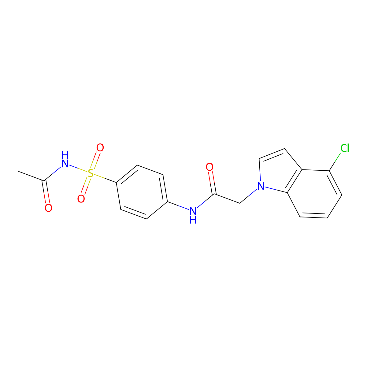 N-[4-(acetylsulfamoyl)phenyl]-2-(4-chloro-1H-indol-1-yl)acetamide molecular structure, CAS 1144443-62-8