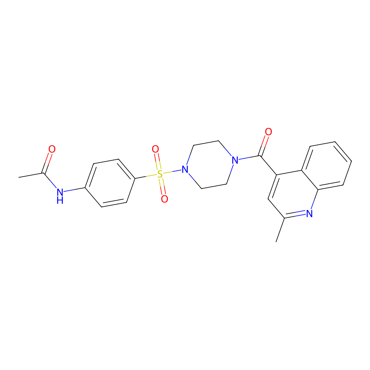 N-[4-({4-[(2-methyl-4-quinolyl)carbonyl]piperazino}sulfonyl)phenyl]acetamide molecular structure, CAS 1144443-63-9
