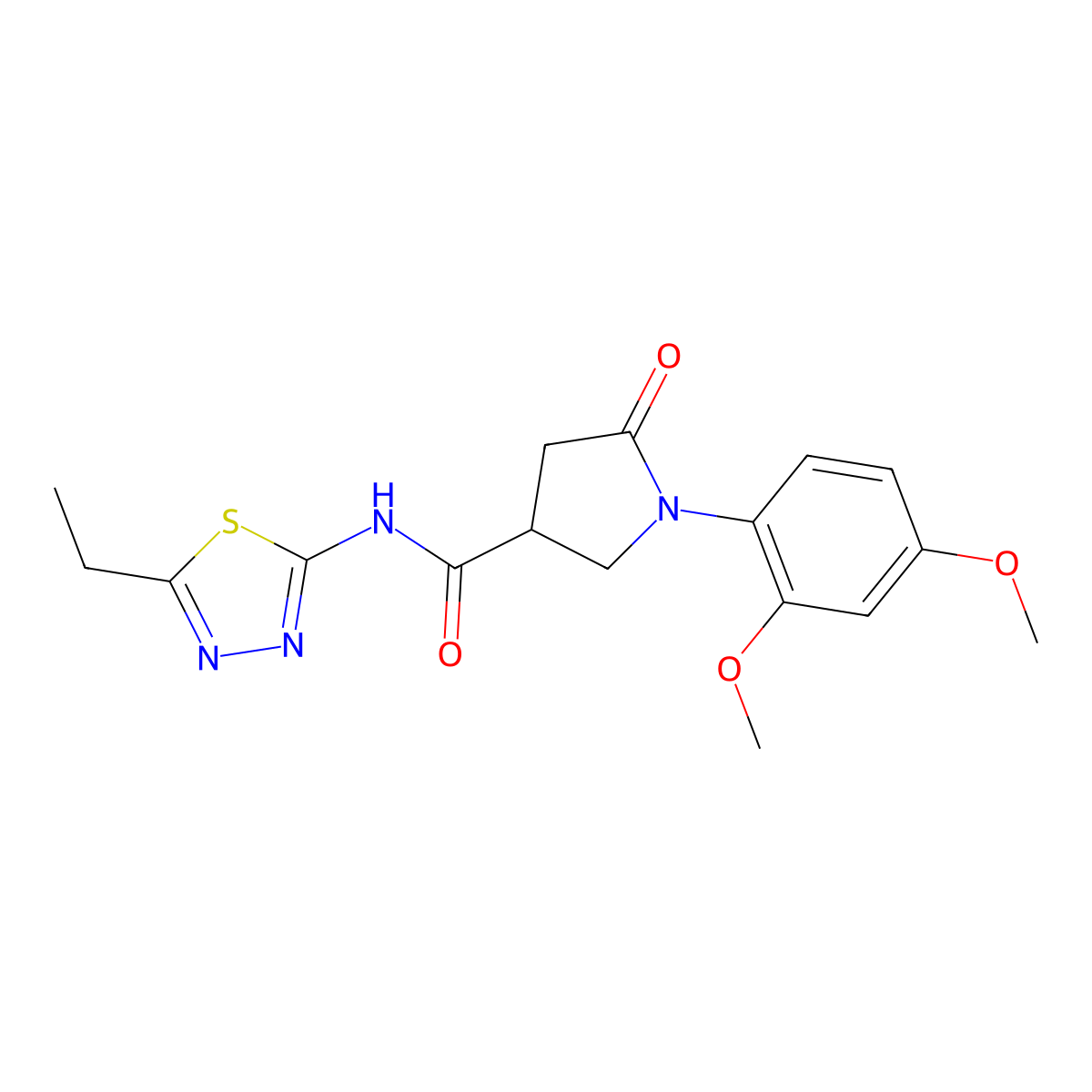 1-(2,4-dimethoxyphenyl)-N-(5-ethyl-1,3,4-thiadiazol-2-yl)-5-oxopyrrolidine-3-carboxamide molecular structure, CAS 1144443-65-1