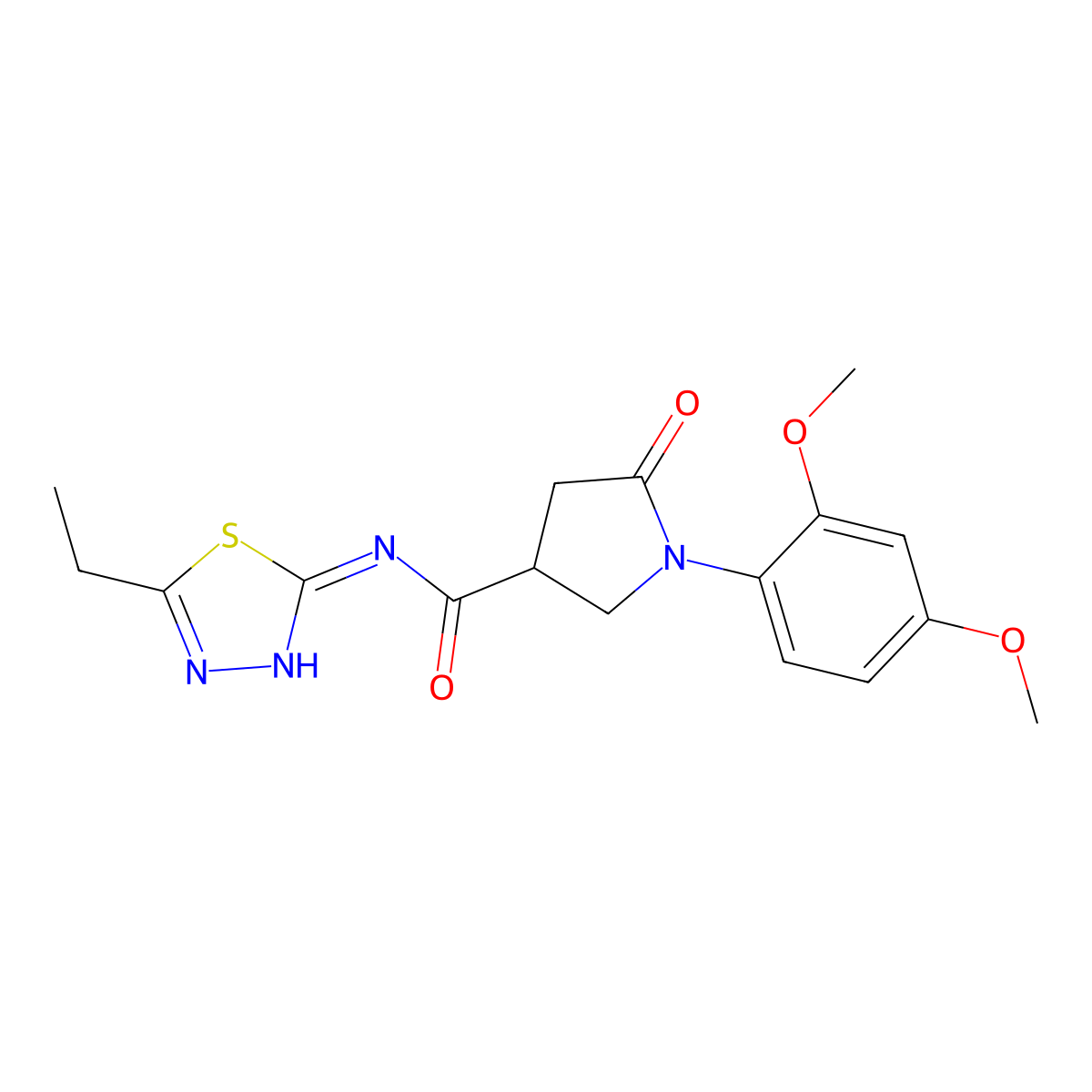 1-(2,4-dimethoxyphenyl)-N-(5-ethyl-1,3,4-thiadiazol-2-yl)-5-oxopyrrolidine-3-carboxamide molecular structure, CAS 1144443-65-1