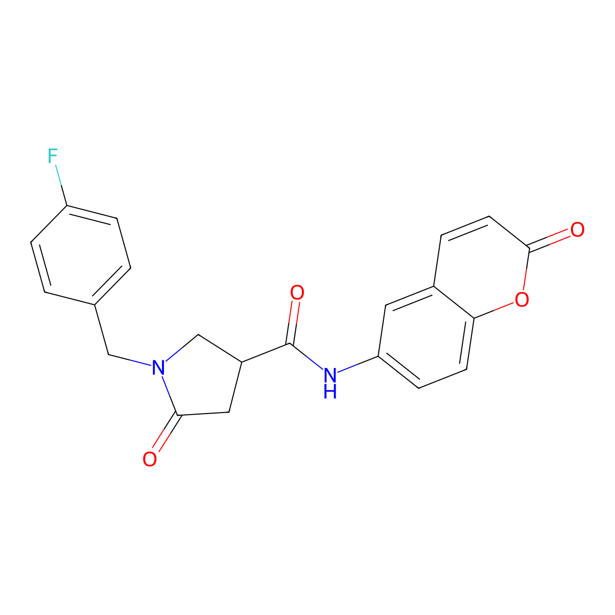 1-(4-fluorobenzyl)-5-oxo-N-(2-oxo-2H-chromen-6-yl)pyrrolidine-3-carboxamide molecular structure, CAS 1144443-85-5