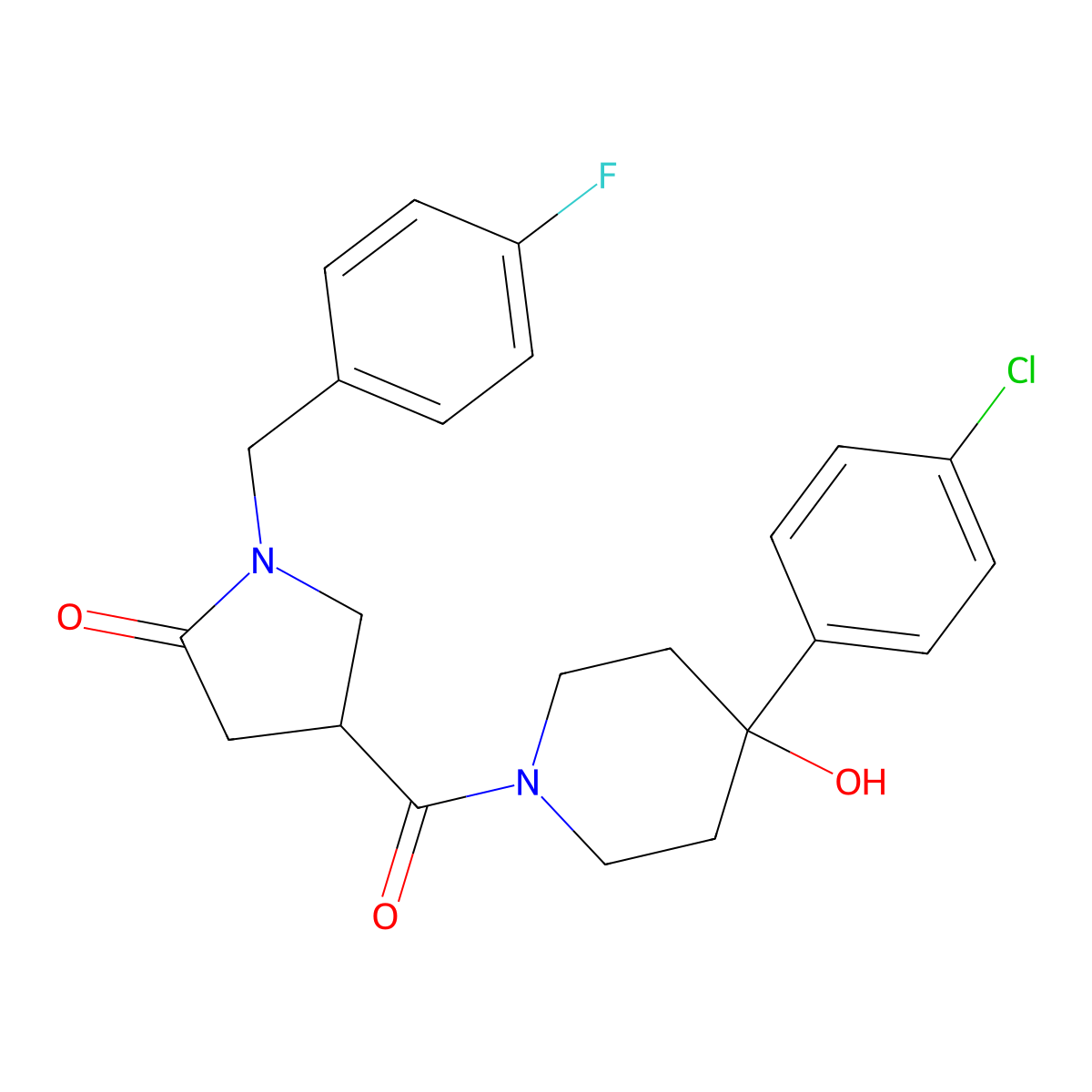 4-{[4-(4-Chlorophenyl)-4-hydroxypiperidin-1-yl]carbonyl}-1-(4-fluorobenzyl)pyrrolidin-2-one molecular structure, CAS 1144443-87-7