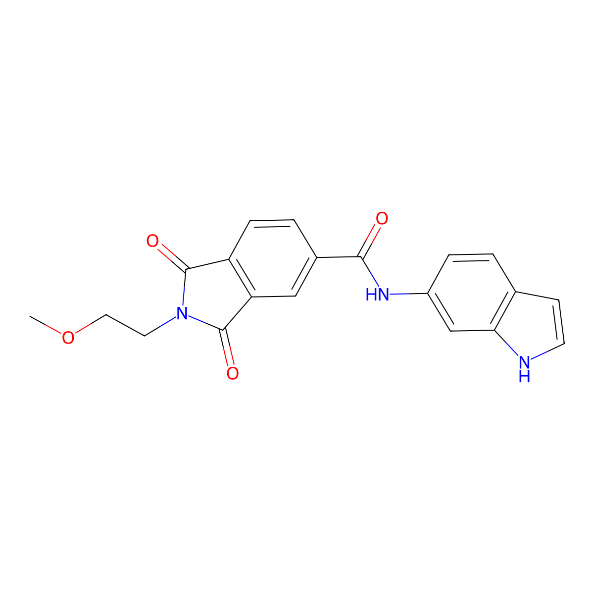 N-(1H-indol-6-yl)-2-(2-methoxyethyl)-1,3-dioxo-2,3-dihydro-1H-isoindole-5-carboxamide molecular structure, CAS 1144443-88-8