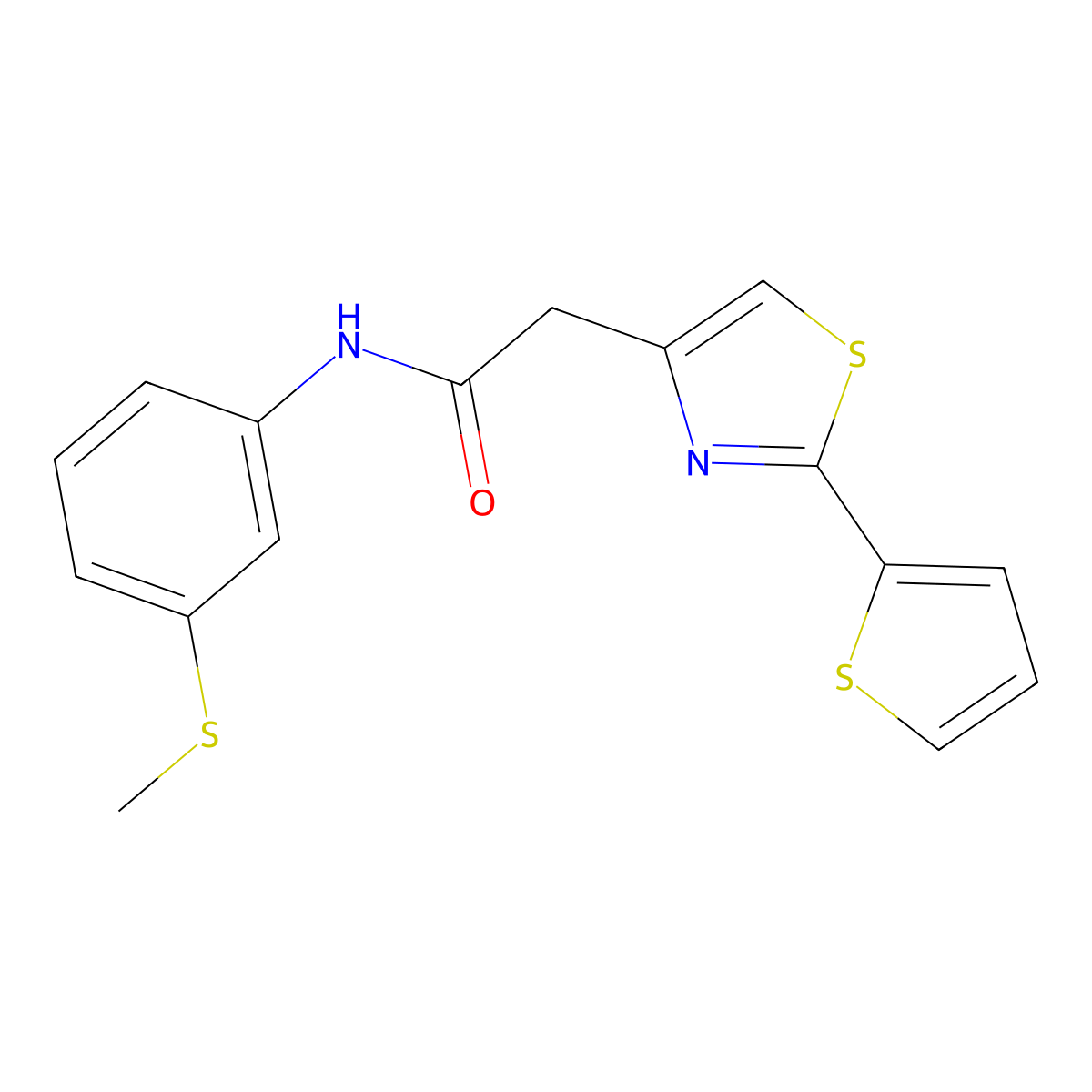 N-[3-(methylsulfanyl)phenyl]-2-[2-(thiophen-2-yl)-1,3-thiazol-4-yl]acetamide molecular structure, CAS 1144444-11-0