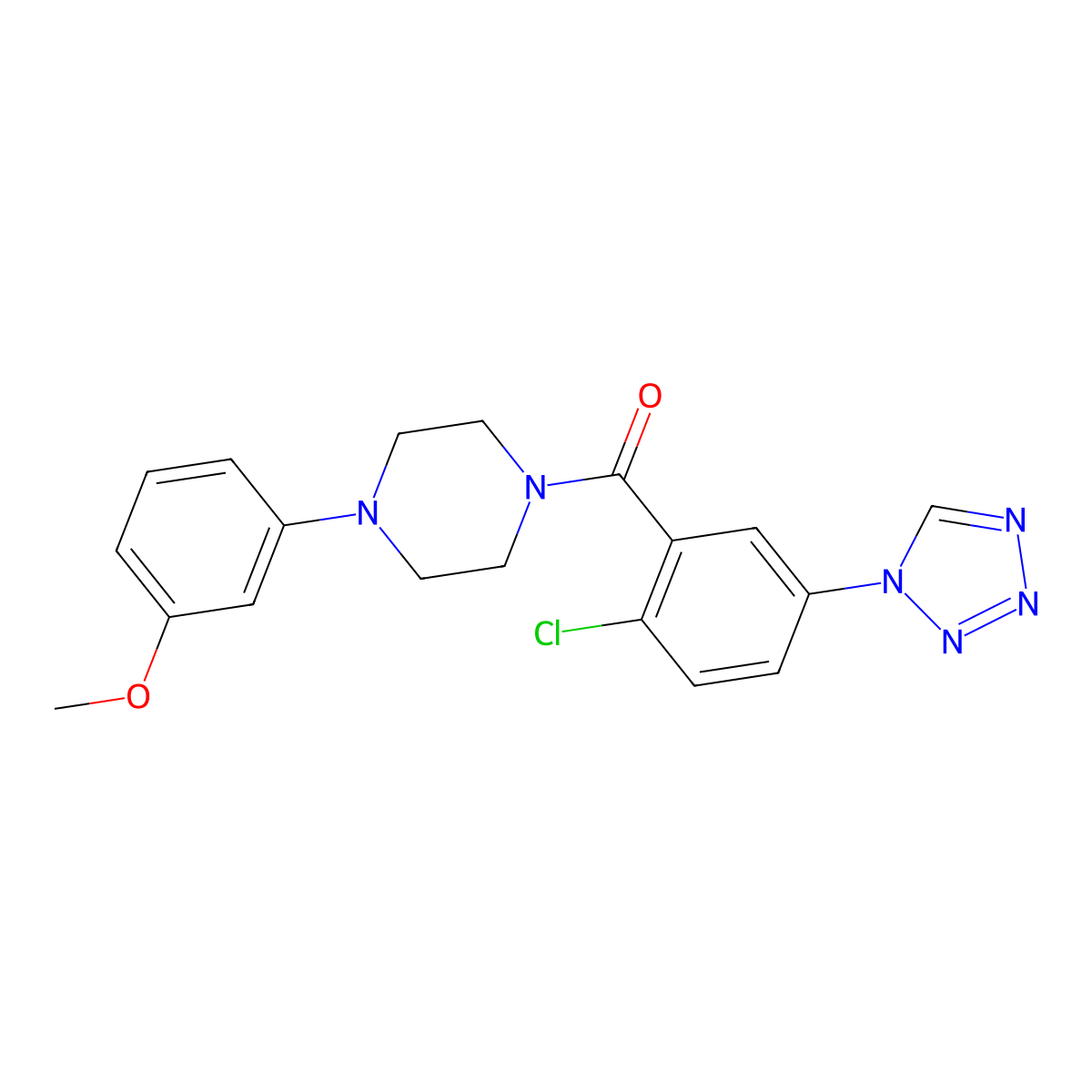 [2-chloro-5-(1H-tetrazol-1-yl)phenyl][4-(3-methoxyphenyl)piperazin-1-yl]methanone molecular structure, CAS 1144444-34-7