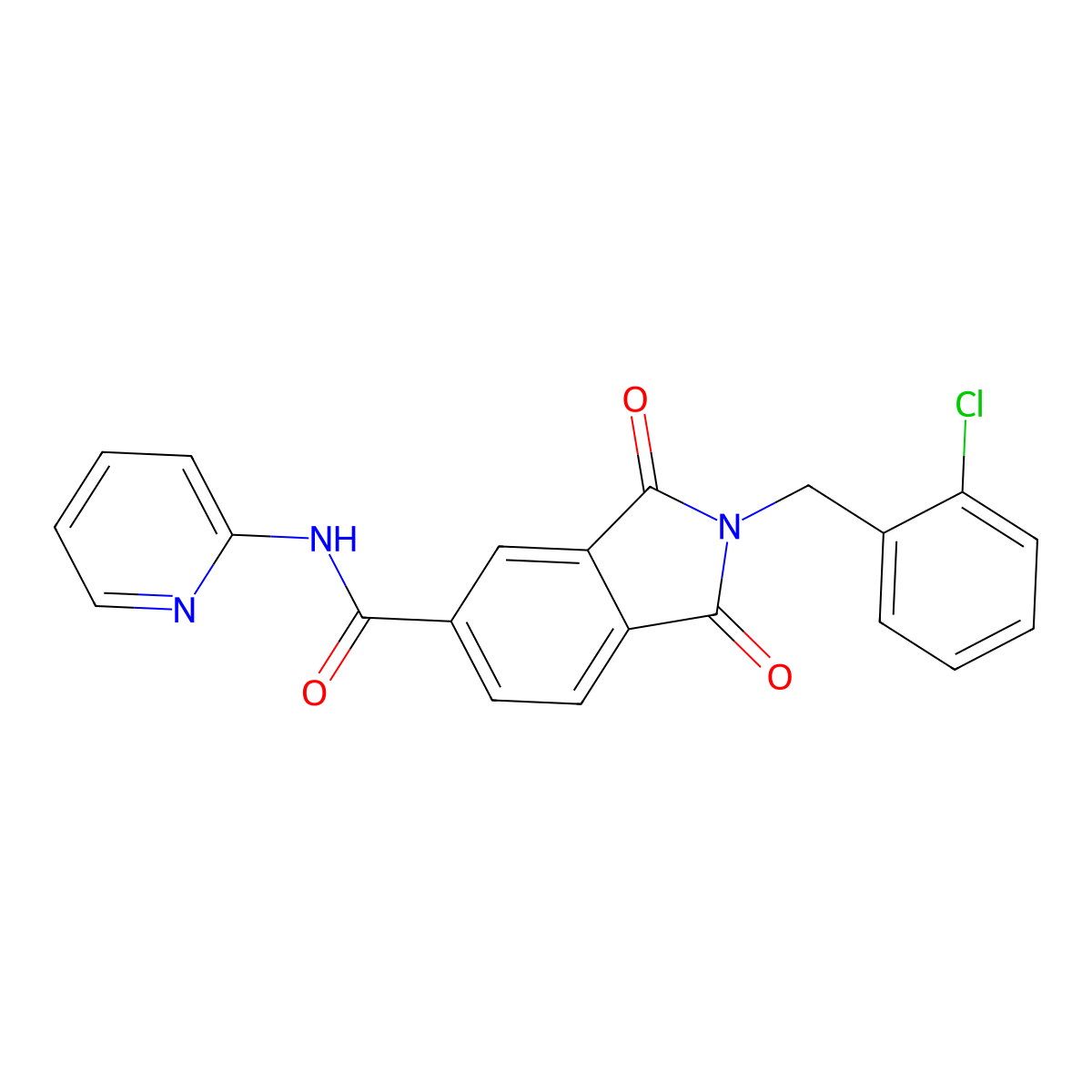 2-(2-chlorobenzyl)-1,3-dioxo-N-(pyridin-2-yl)-2,3-dihydro-1H-isoindole-5-carboxamide molecular structure, CAS 1144444-49-4