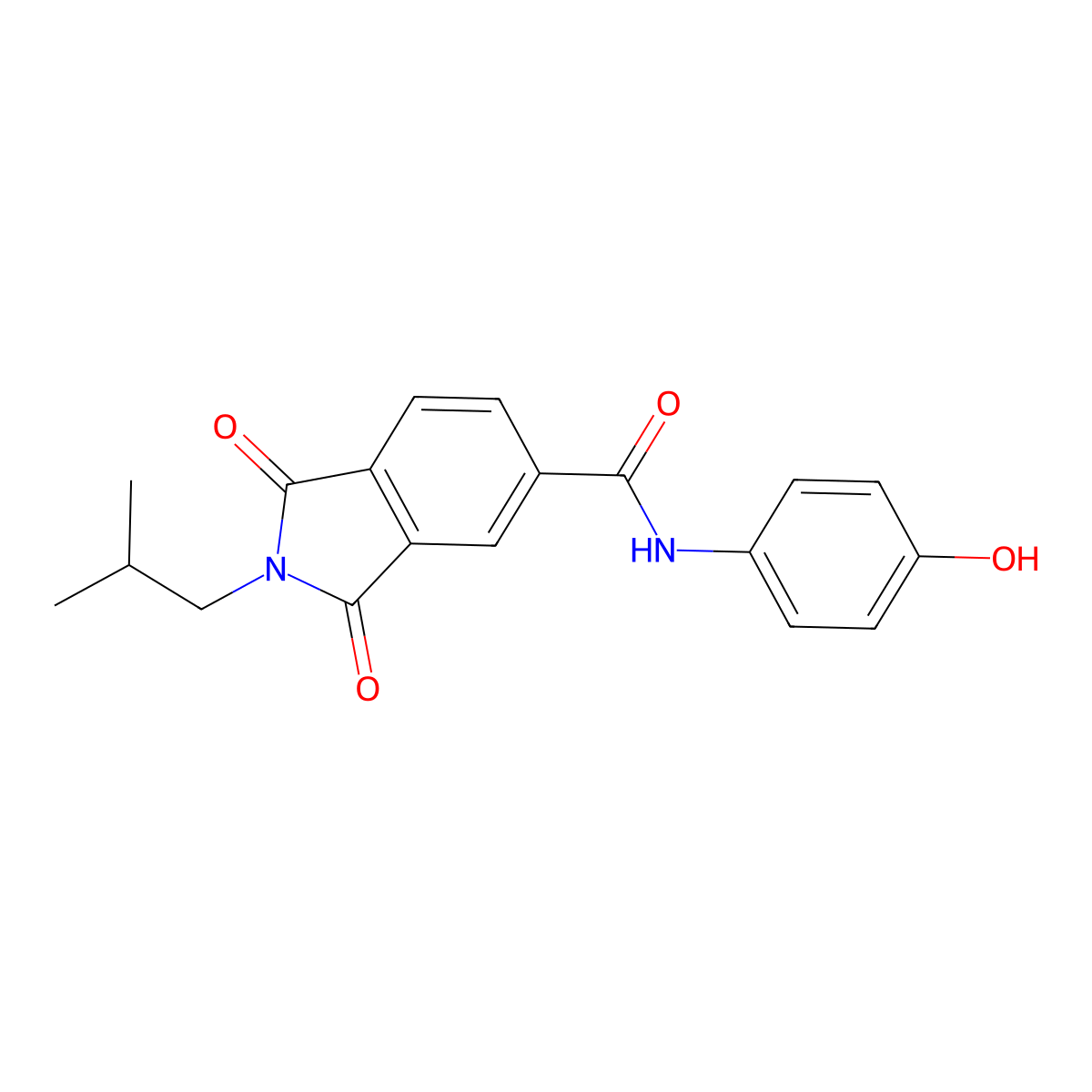 N-(4-hydroxyphenyl)-2-(2-methylpropyl)-1,3-dioxo-2,3-dihydro-1H-isoindole-5-carboxamide molecular structure, CAS 1144444-51-8