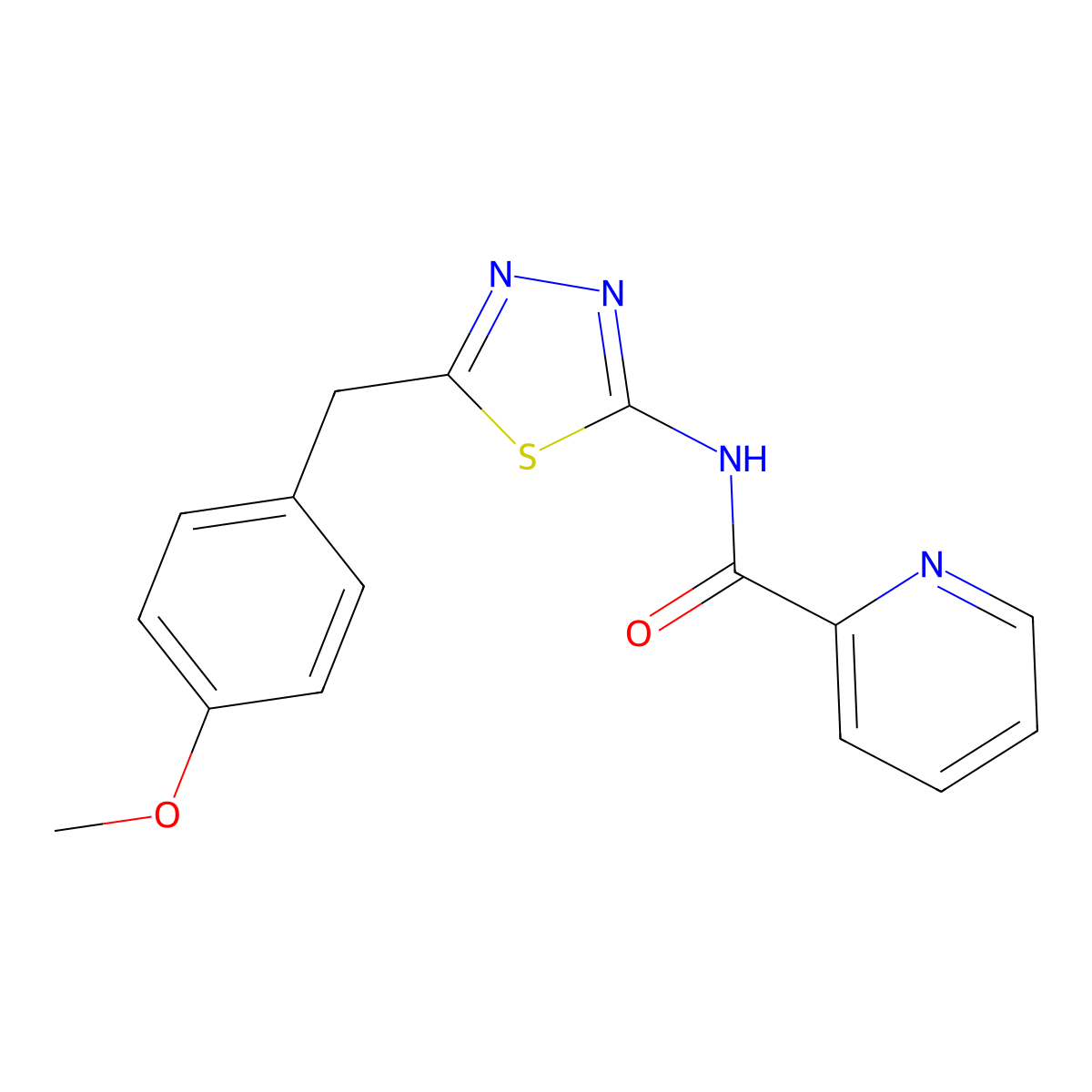 N-[(2E)-5-(4-methoxybenzyl)-1,3,4-thiadiazol-2(3H)-ylidene]pyridine-2-carboxamide molecular structure, CAS 1144444-72-3