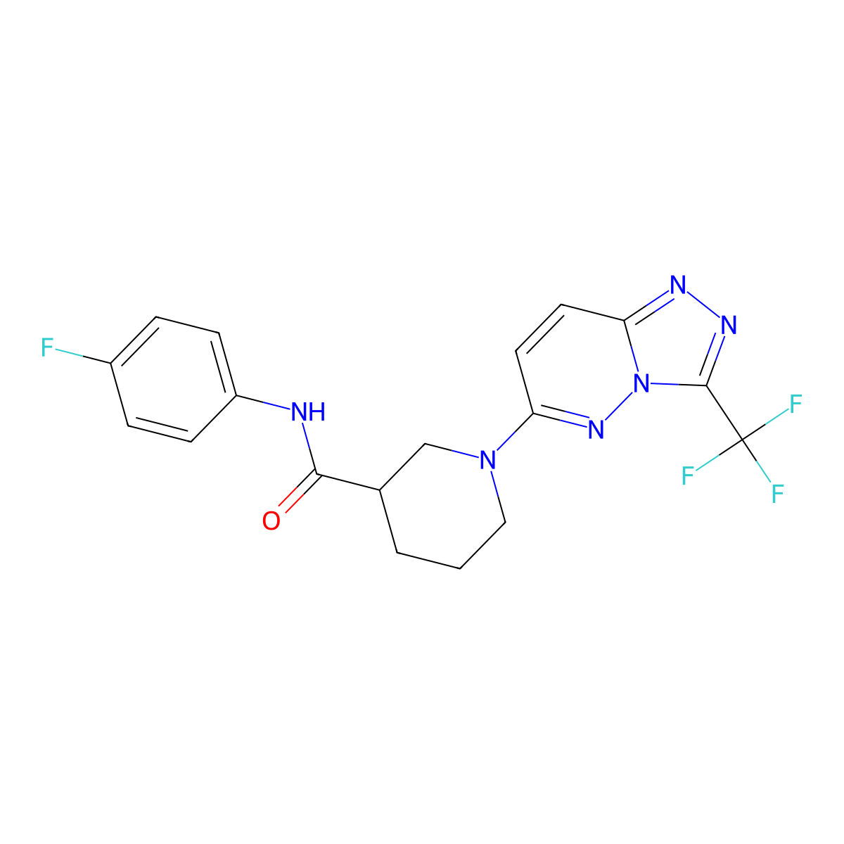 N-(4-fluorophenyl)-1-[3-(trifluoromethyl)[1,2,4]triazolo[4,3-b]pyridazin-6-yl]piperidine-3-carboxamide molecular structure, CAS 1144444-79-0
