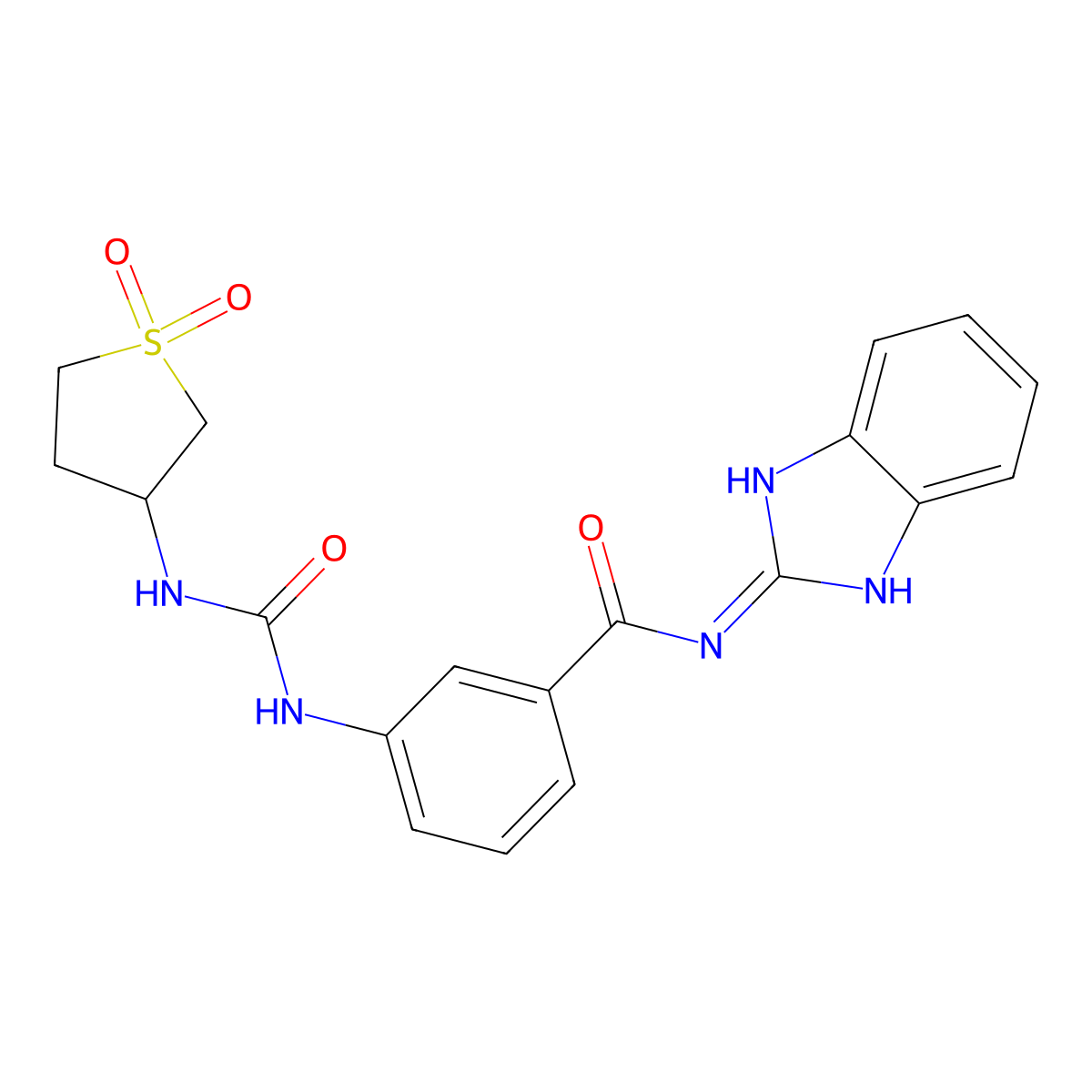 N-(1,3-dihydro-2H-benzimidazol-2-ylidene)-3-{[(1,1-dioxidotetrahydrothiophen-3-yl)carbamoyl]amino}benzamide molecular structure, CAS 1144444-96-1