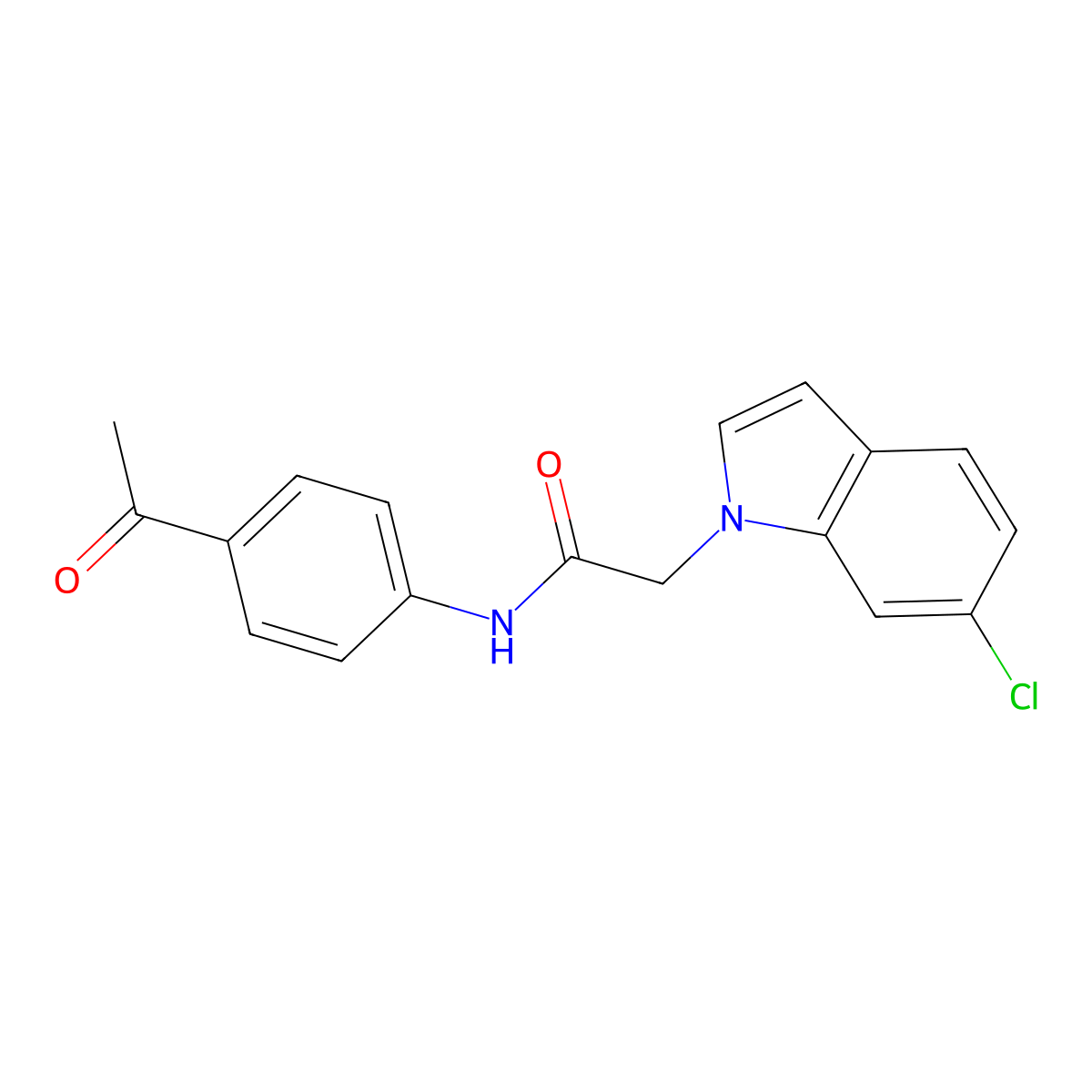 N-(4-acetylphenyl)-2-(6-chloro-1H-indol-1-yl)acetamide molecular structure, CAS 1144445-17-9