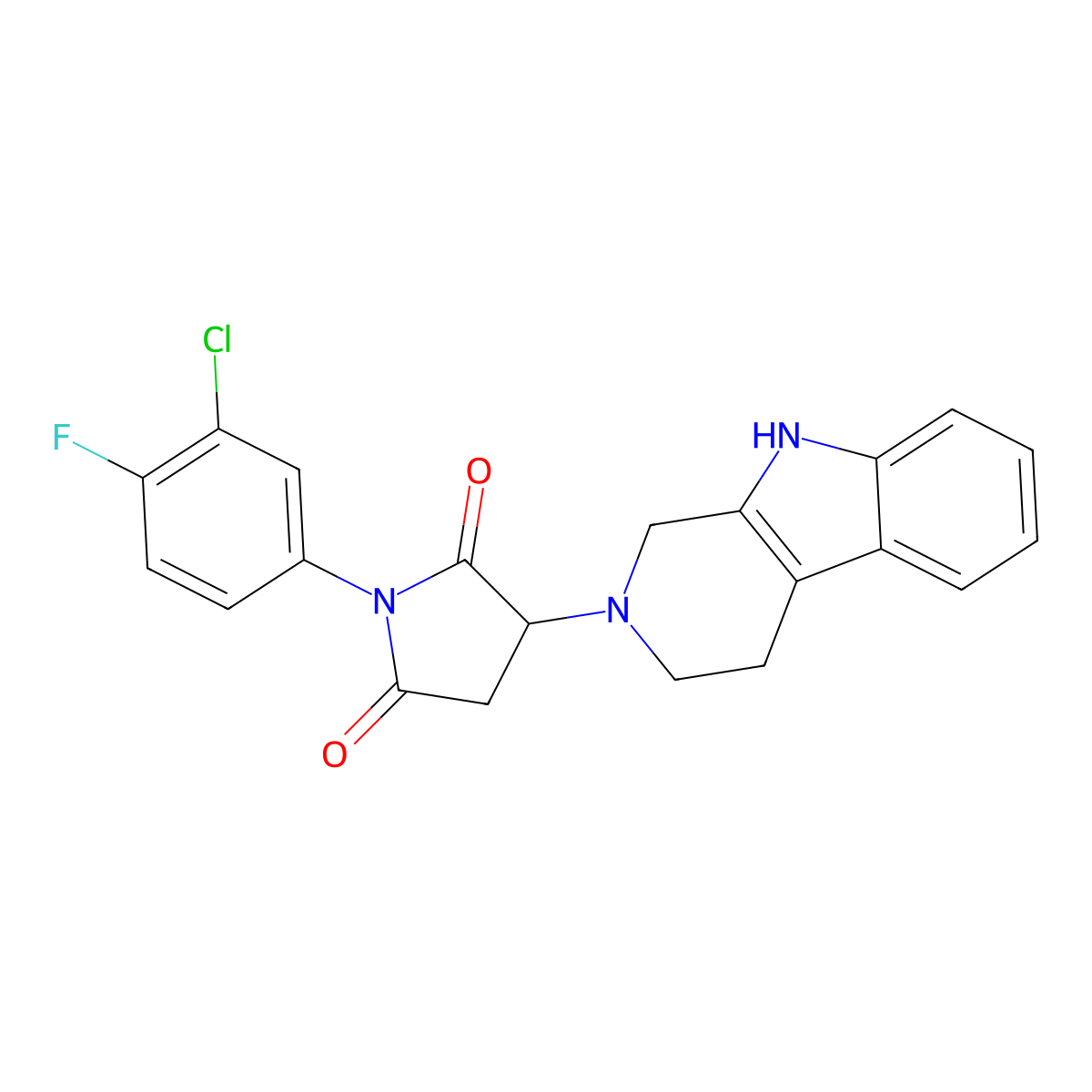 1-(3-chloro-4-fluorophenyl)-3-(1,3,4,9-tetrahydro-2H-beta-carbolin-2-yl)pyrrolidine-2,5-dione molecular structure, CAS 1144445-18-0