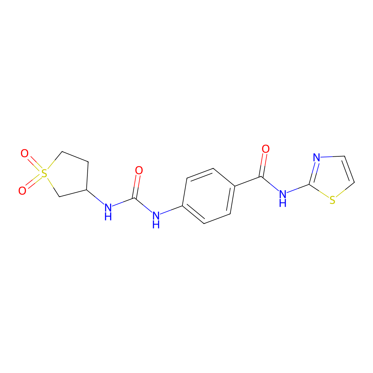 4-{[(1,1-dioxidotetrahydrothiophen-3-yl)carbamoyl]amino}-N-(1,3-thiazol-2-yl)benzamide molecular structure, CAS 1144445-33-9