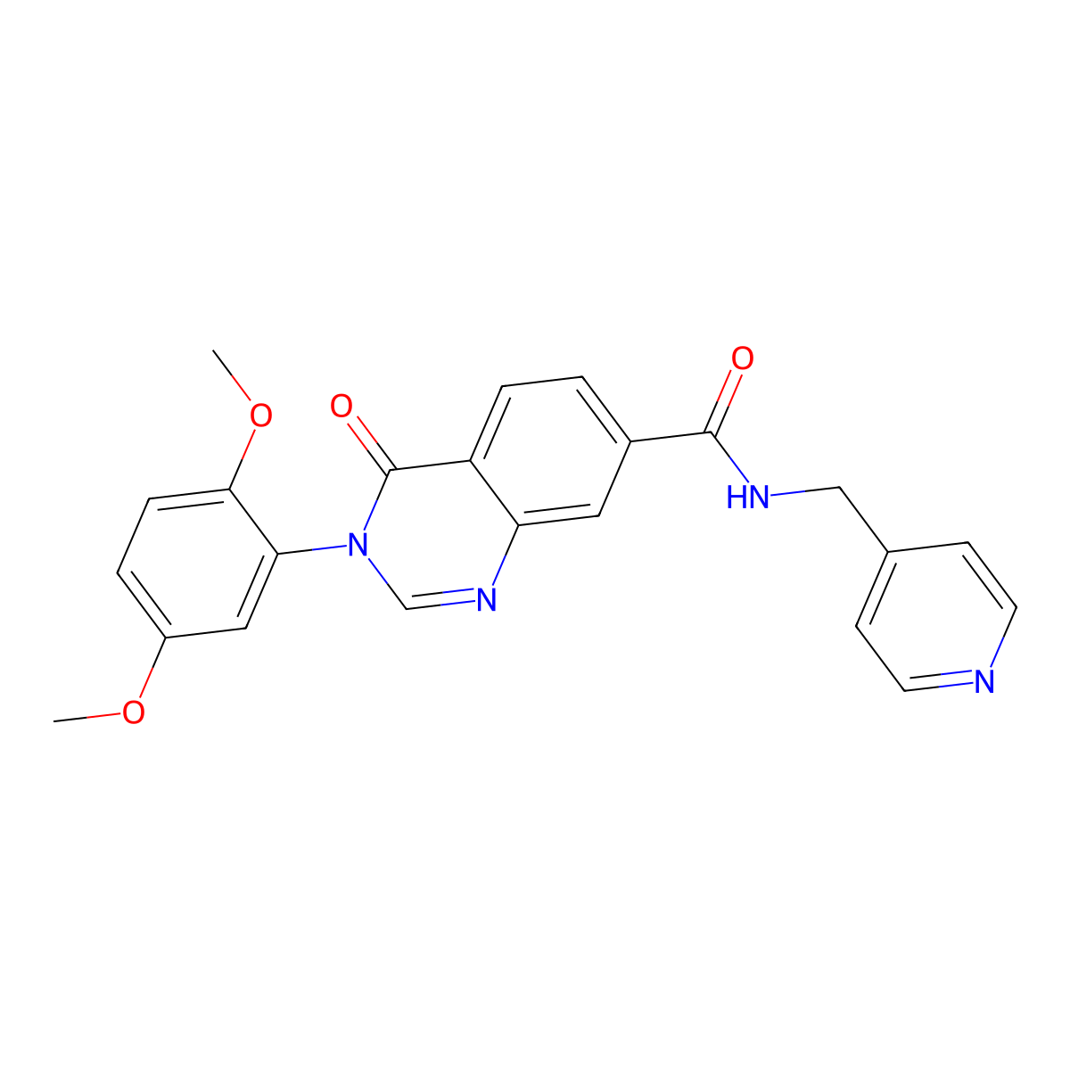 3-(2,5-dimethoxyphenyl)-4-oxo-N-(pyridin-4-ylmethyl)-3,4-dihydroquinazoline-7-carboxamide molecular structure, CAS 1144445-37-3