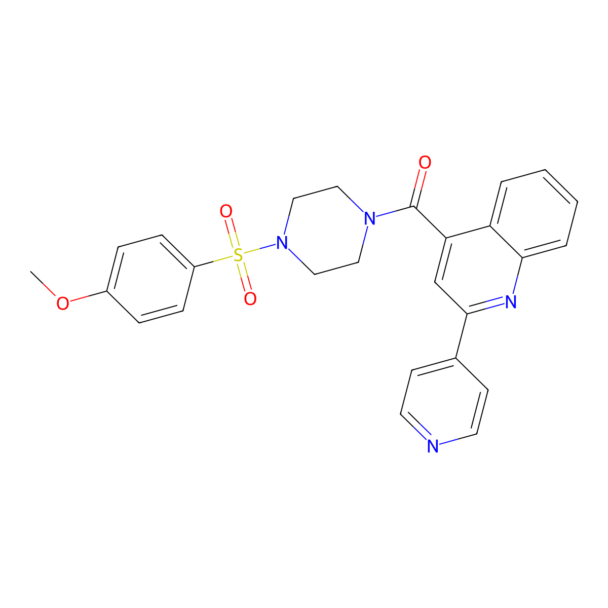 {4-[(4-Methoxyphenyl)sulfonyl]piperazino}[2-(4-pyridyl)-4-quinolyl]methanone molecular structure, CAS 1144445-38-4