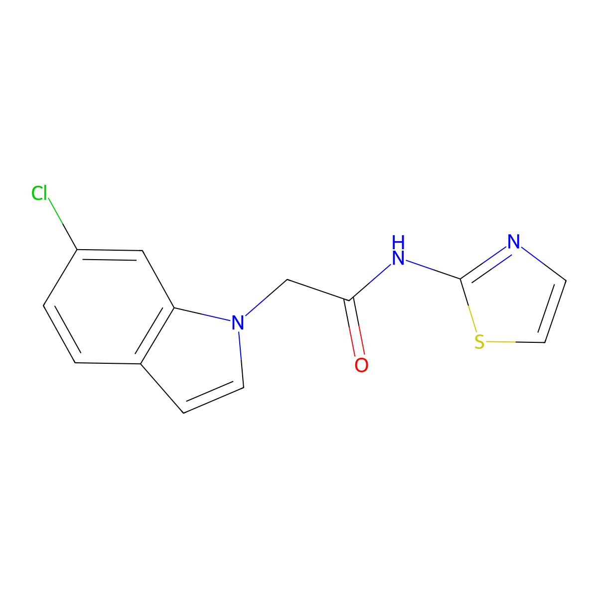 2-(6-chloroindol-1-yl)-N-(1,3-thiazol-2-yl)acetamide molecular structure, CAS 1144445-43-1