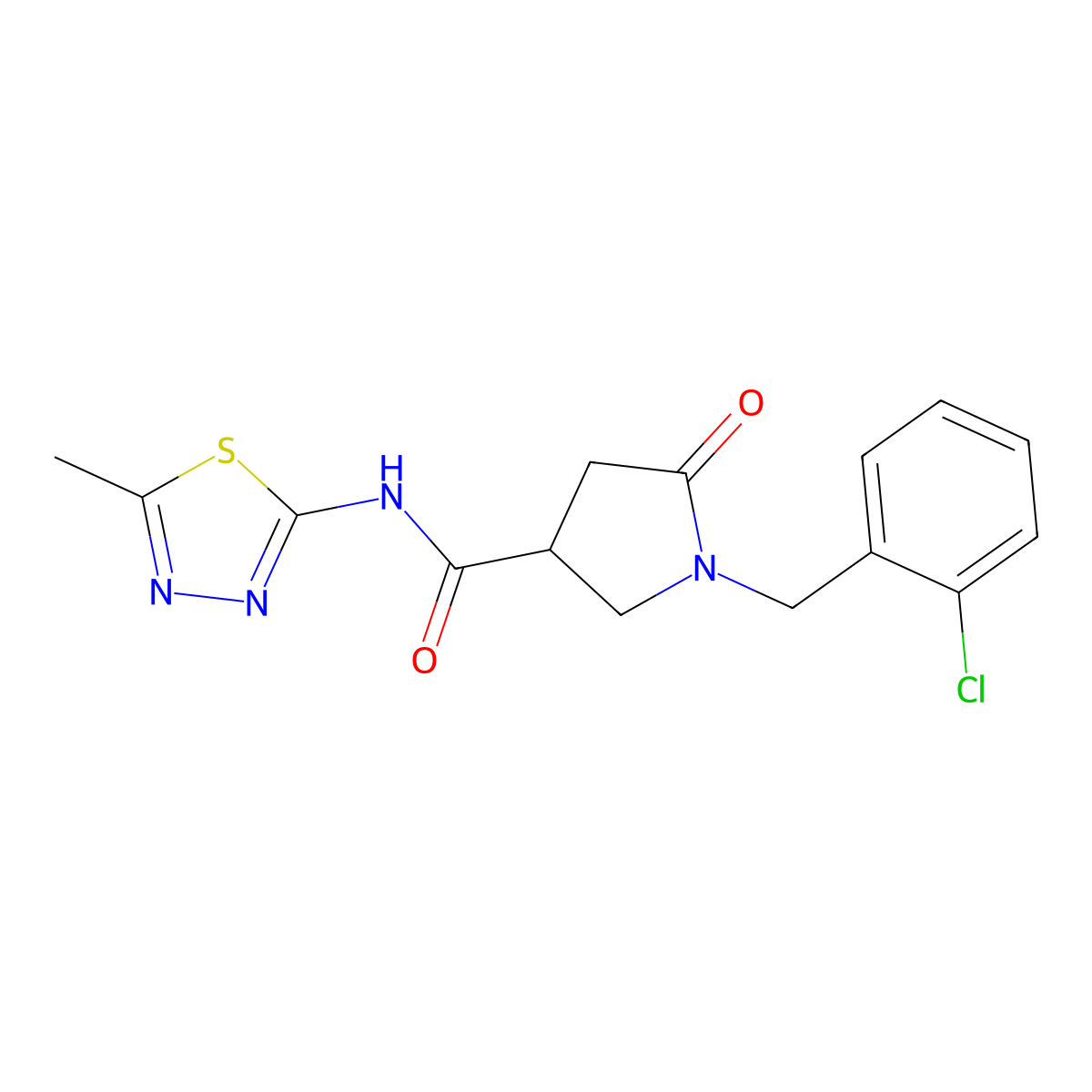 1-(2-chlorobenzyl)-N-(5-methyl-1,3,4-thiadiazol-2-yl)-5-oxopyrrolidine-3-carboxamide molecular structure, CAS 1144445-47-5