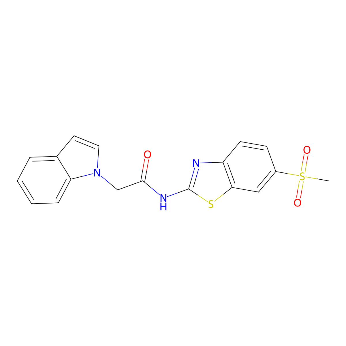 2-(1H-indol-1-yl)-N-(6-(methylsulfonyl)benzo[d]thiazol-2-yl)acetamide molecular structure, CAS 1144445-50-0