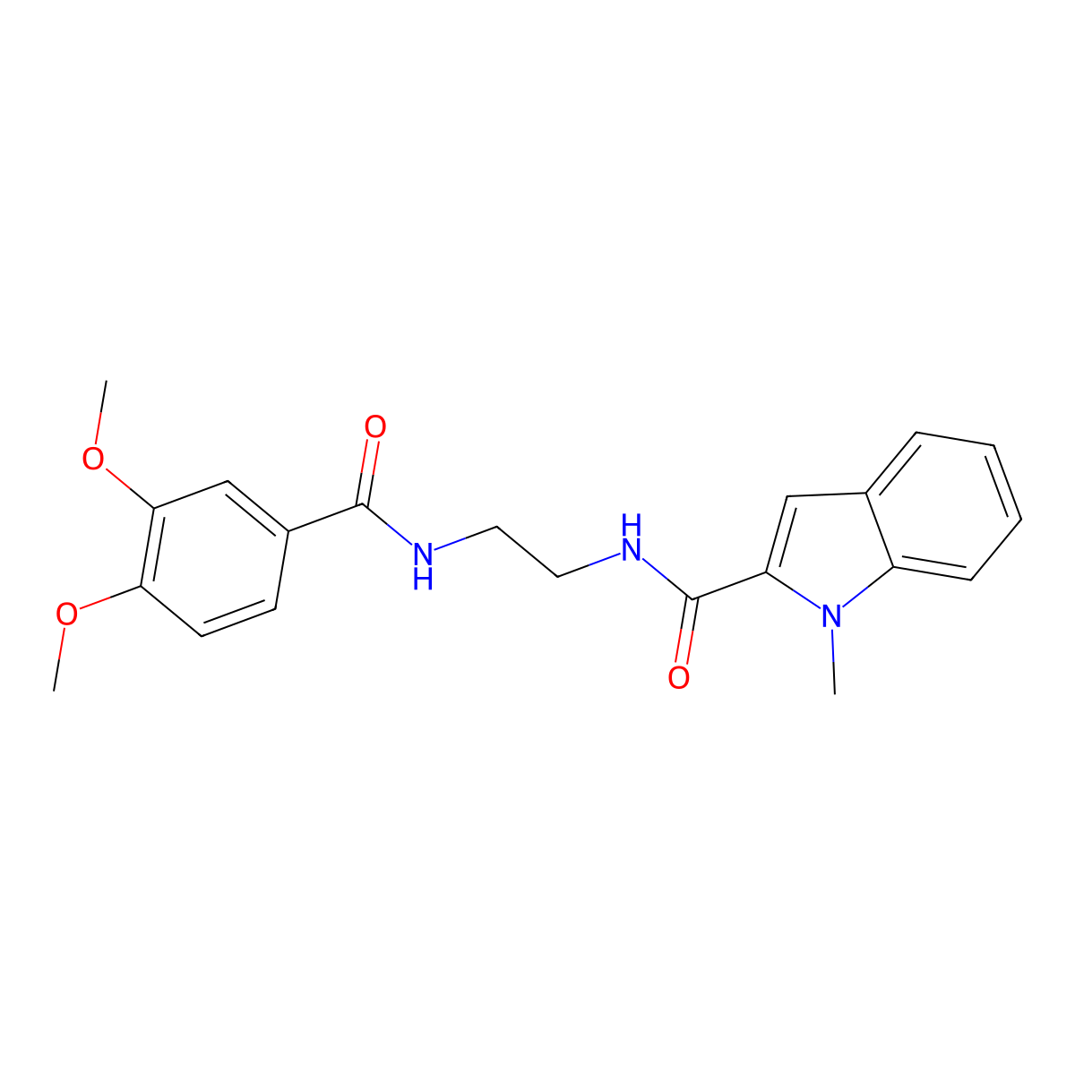 N-(2-{[(3,4-dimethoxyphenyl)carbonyl]amino}ethyl)-1-methyl-1H-indole-2-carboxamide molecular structure, CAS 1144445-53-3