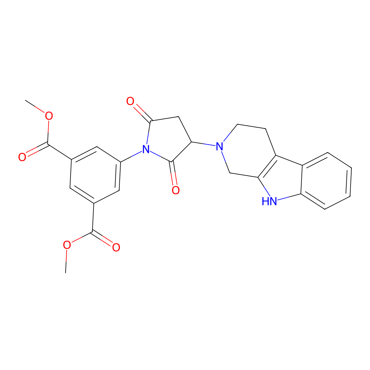 dimethyl 5-[2,5-dioxo-3-(1,3,4,9-tetrahydro-2H-beta-carbolin-2-yl)-1-pyrrolidinyl]isophthalate molecular structure, CAS 1144445-70-4