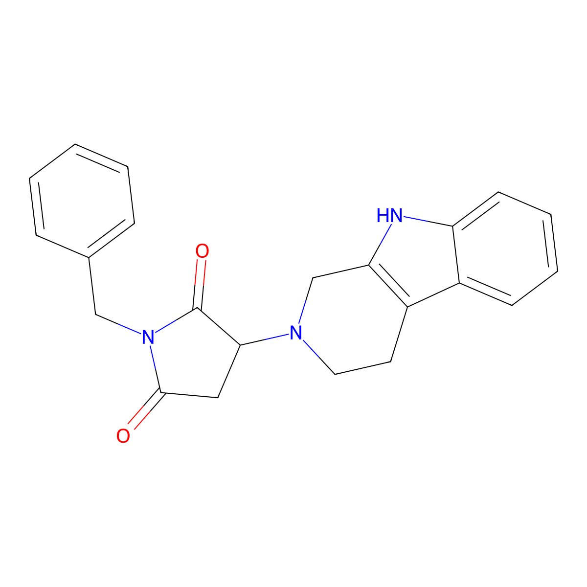 1-benzyl-3-(1,3,4,9-tetrahydro-2H-beta-carbolin-2-yl)pyrrolidine-2,5-dione molecular structure, CAS 1144445-81-7