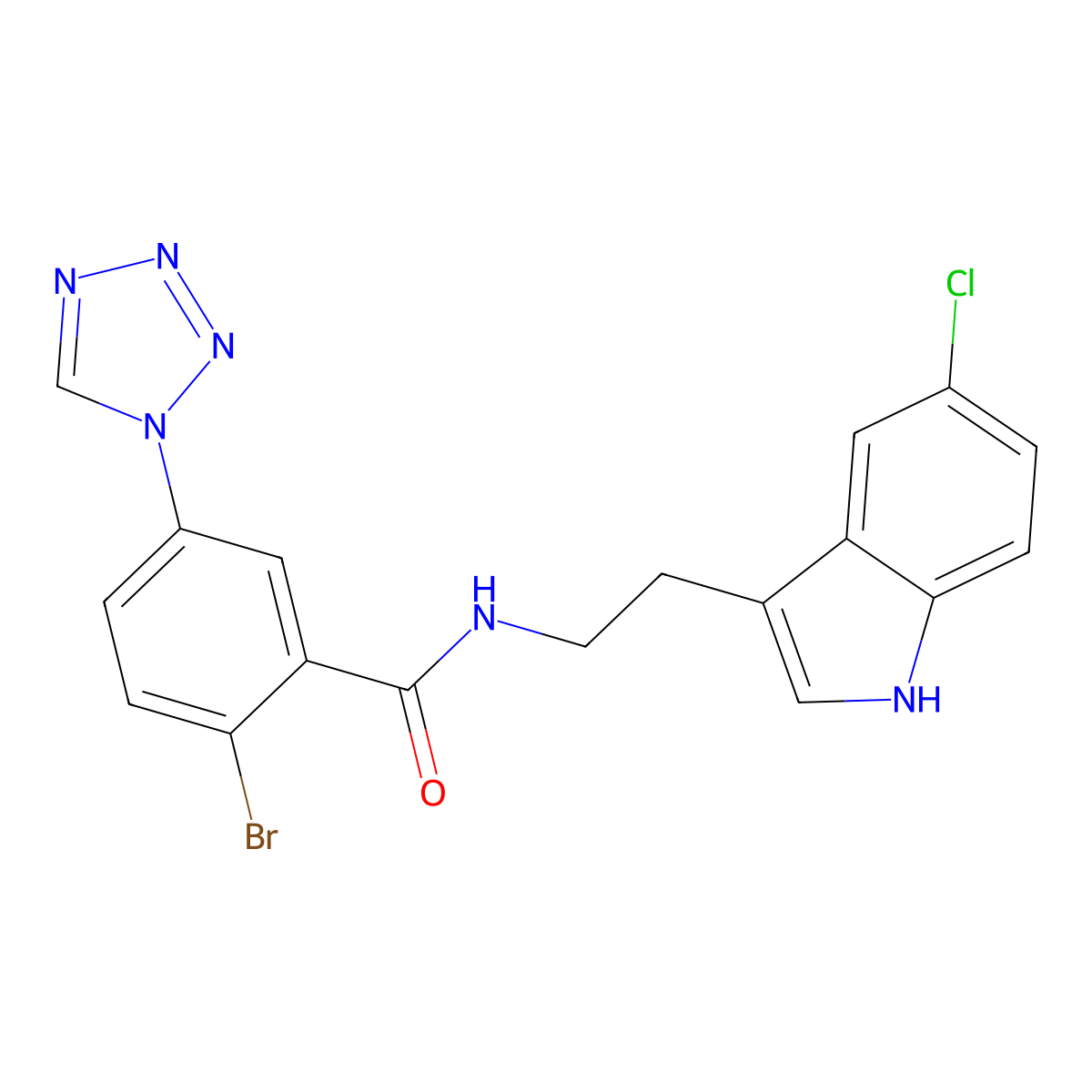 2-bromo-N-[2-(5-chloro-1H-indol-3-yl)ethyl]-5-(1H-tetrazol-1-yl)benzamide molecular structure, CAS 1144446-10-5