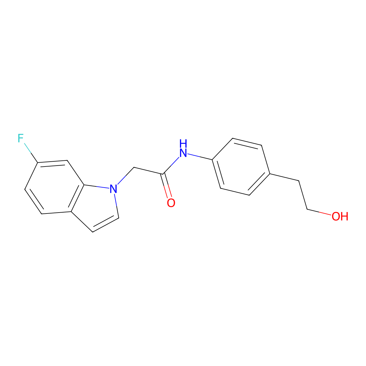 2-(6-fluoro-1H-indol-1-yl)-N-[4-(2-hydroxyethyl)phenyl]acetamide molecular structure, CAS 1144446-12-7