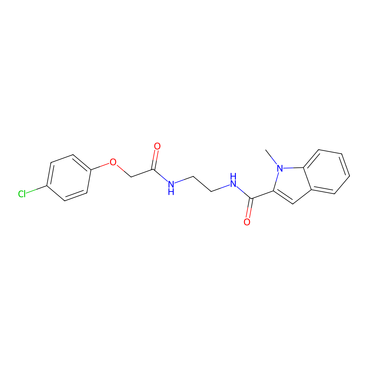 N-(2-{[(4-chlorophenoxy)acetyl]amino}ethyl)-1-methyl-1H-indole-2-carboxamide molecular structure, CAS 1144446-36-5