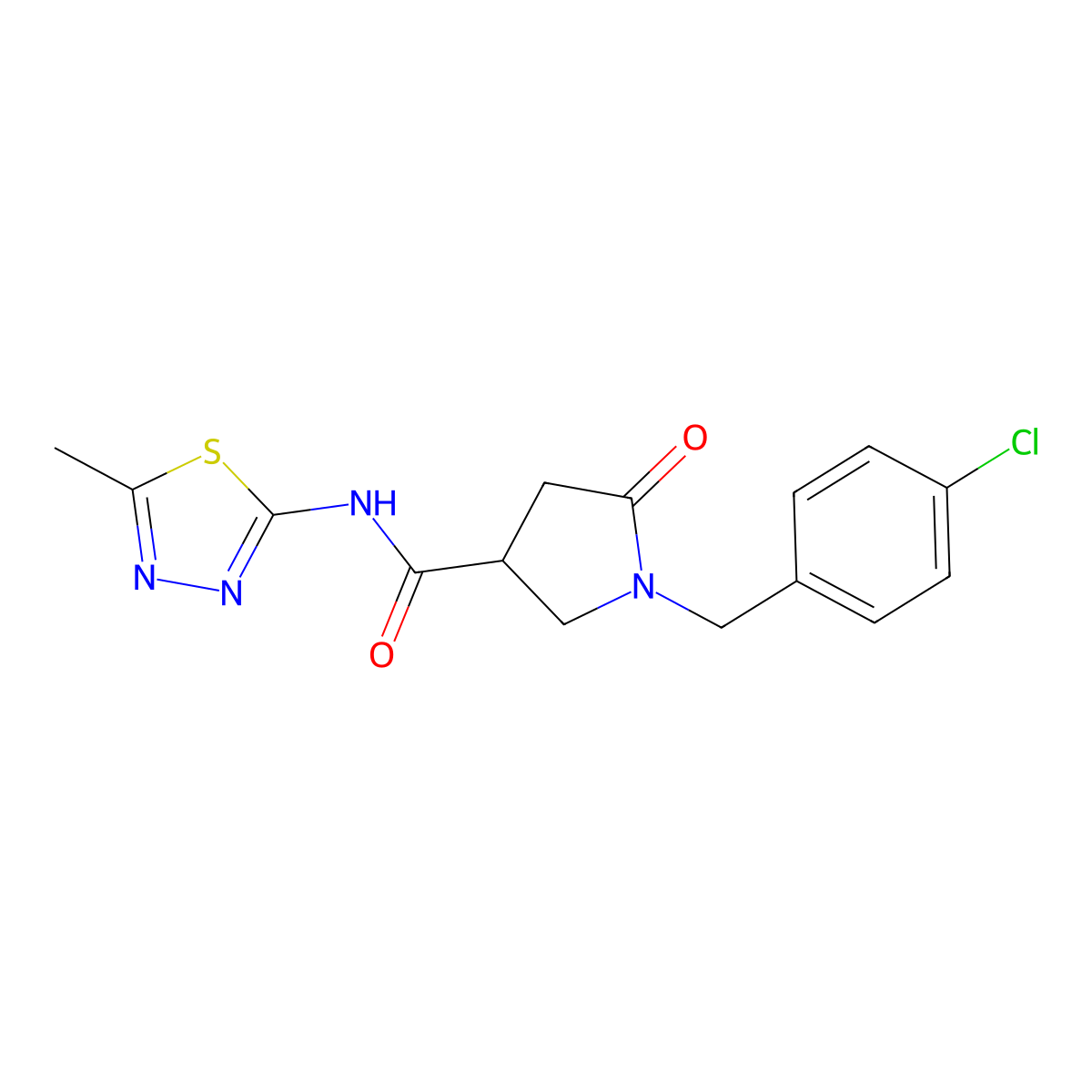 1-(4-chlorobenzyl)-N-(5-methyl-1,3,4-thiadiazol-2-yl)-5-oxopyrrolidine-3-carboxamide molecular structure, CAS 1144446-45-6