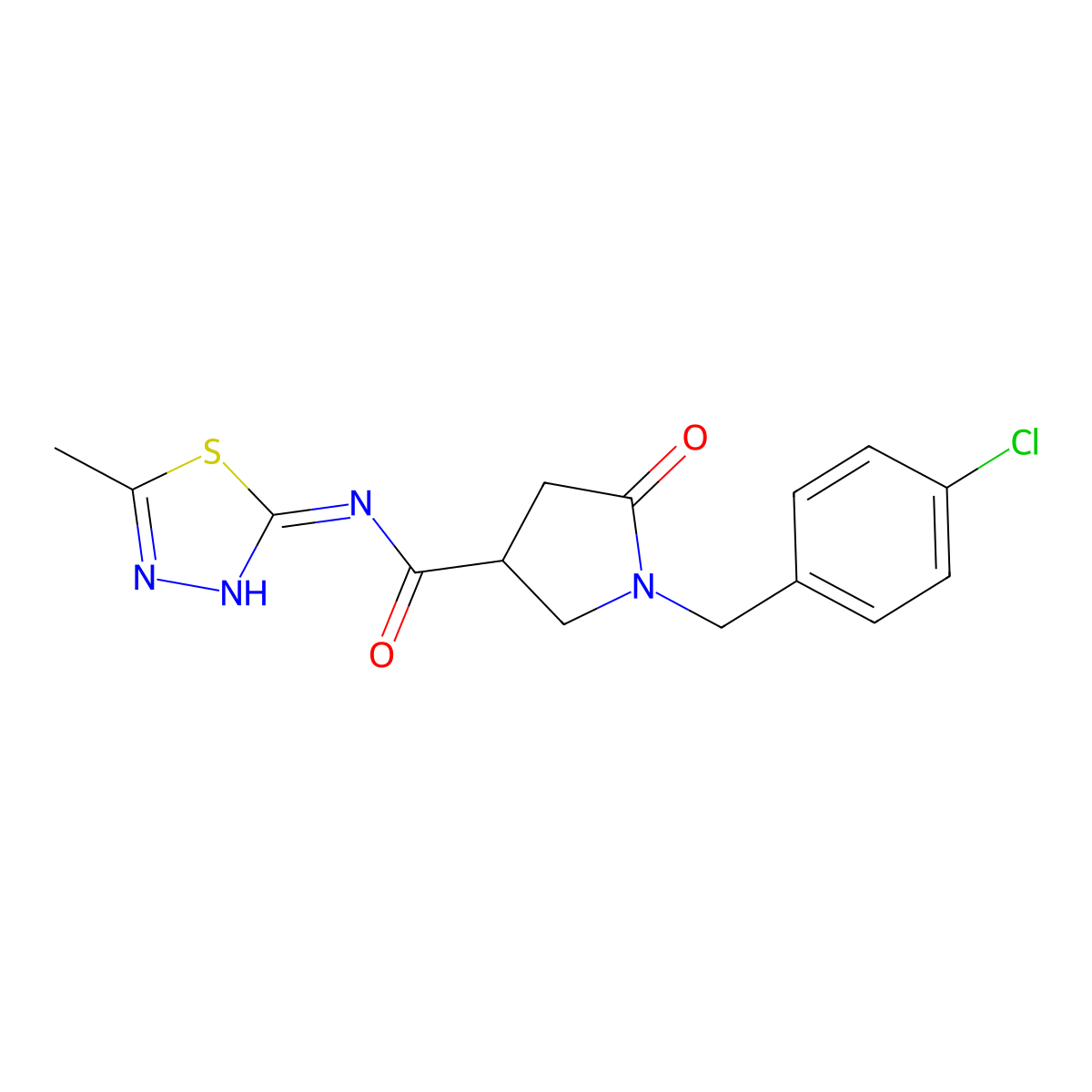 1-(4-chlorobenzyl)-N-(5-methyl-1,3,4-thiadiazol-2-yl)-5-oxopyrrolidine-3-carboxamide molecular structure, CAS 1144446-45-6