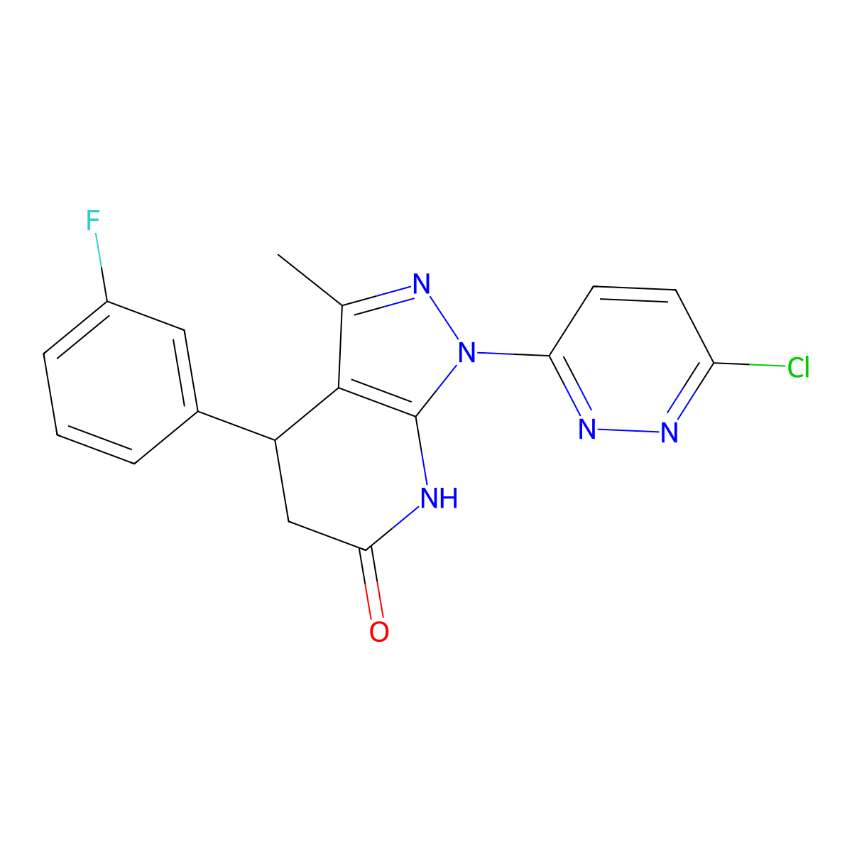 1-(6-chloropyridazin-3-yl)-4-(3-fluorophenyl)-3-methyl-4,5-dihydro-1H-pyrazolo[3,4-b]pyridin-6(7H)-one molecular structure, CAS 1144446-65-0