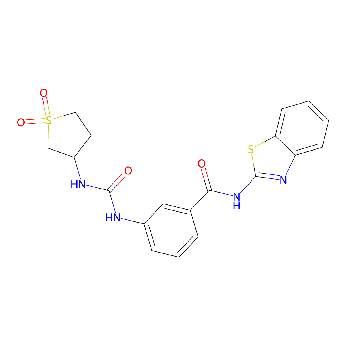 N-[(2Z)-1,3-benzothiazol-2(3H)-ylidene]-3-{[(1,1-dioxidotetrahydrothiophen-3-yl)carbamoyl]amino}benzamide molecular structure, CAS 1144446-81-0