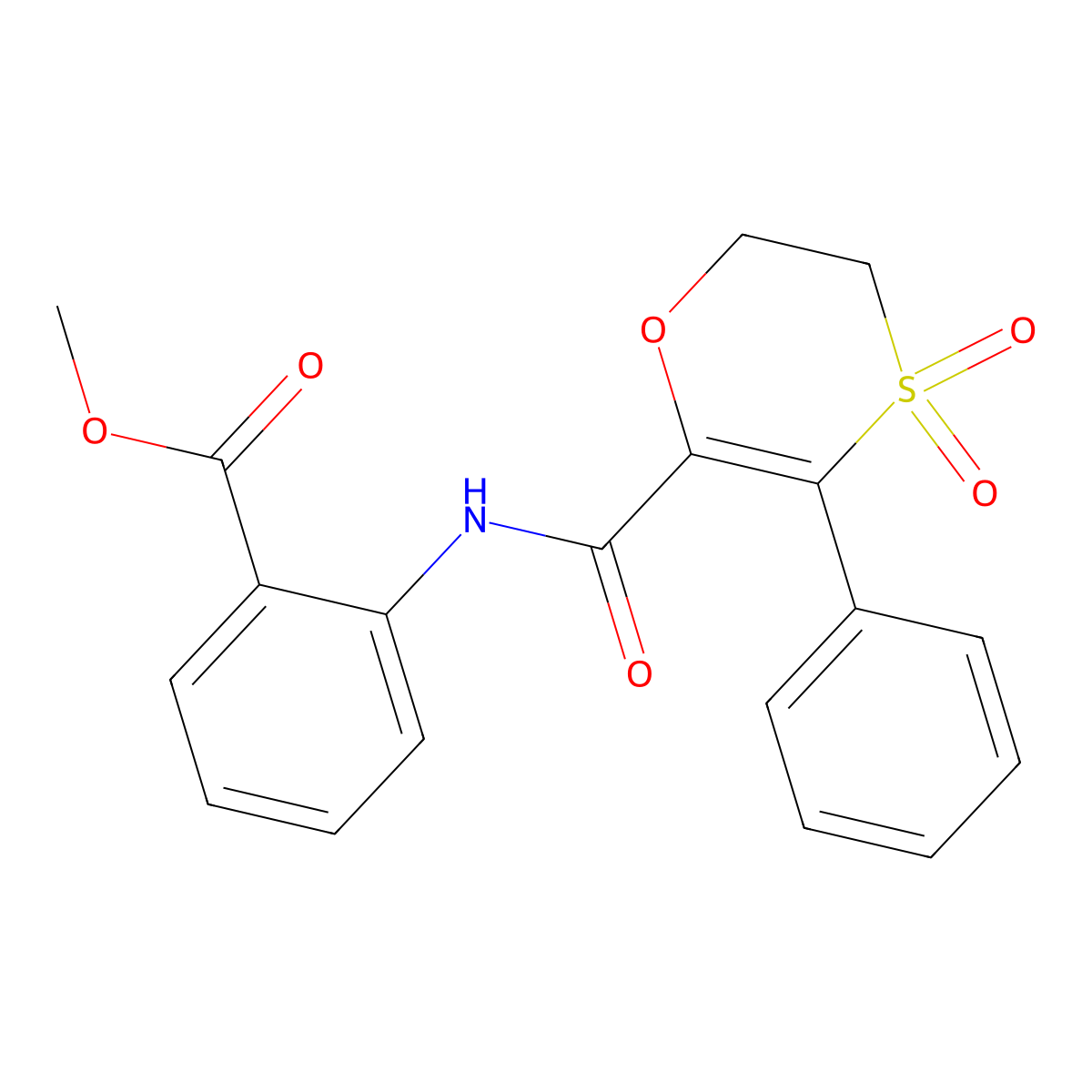 Methyl 2-{[(4,4-dioxido-3-phenyl-5,6-dihydro-1,4-oxathiin-2-yl)carbonyl]amino}benzoate molecular structure, CAS 1144447-14-2