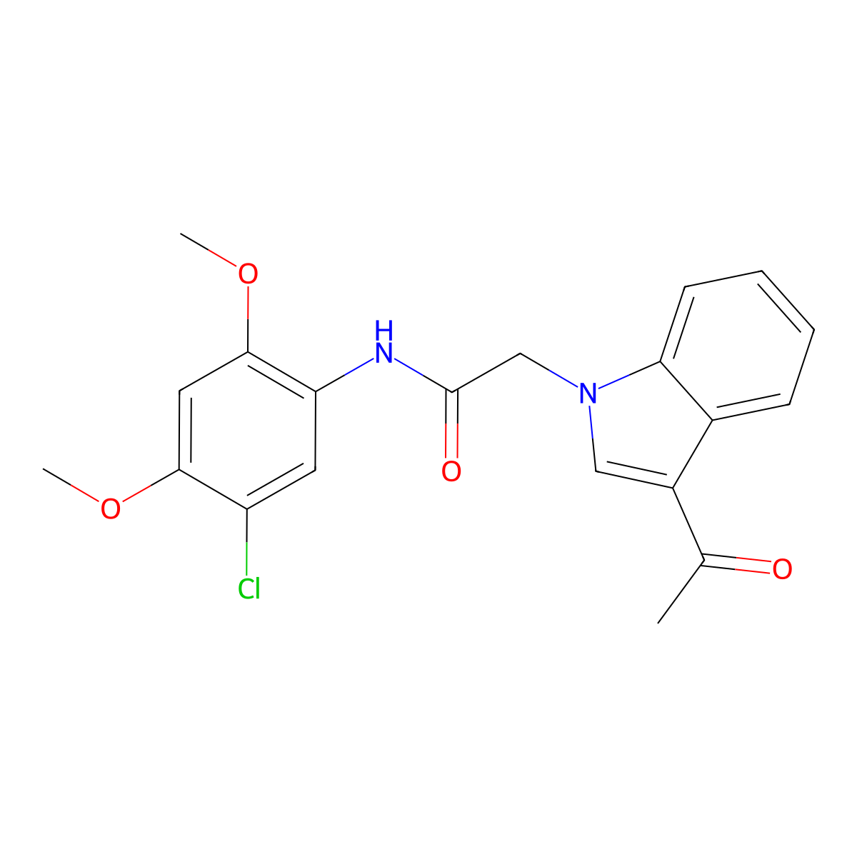 2-(3-acetyl-1H-indol-1-yl)-N-(5-chloro-2,4-dimethoxyphenyl)acetamide molecular structure, CAS 1144447-18-6