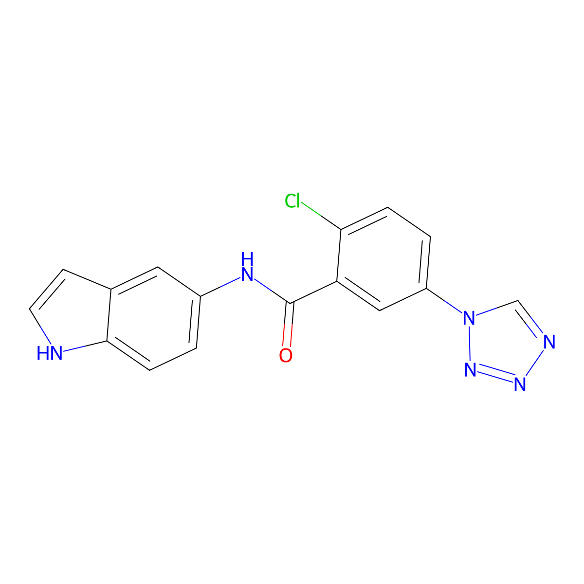 2-chloro-N-(1H-indol-5-yl)-5-(1H-tetrazol-1-yl)benzamide molecular structure, CAS 1144447-20-0
