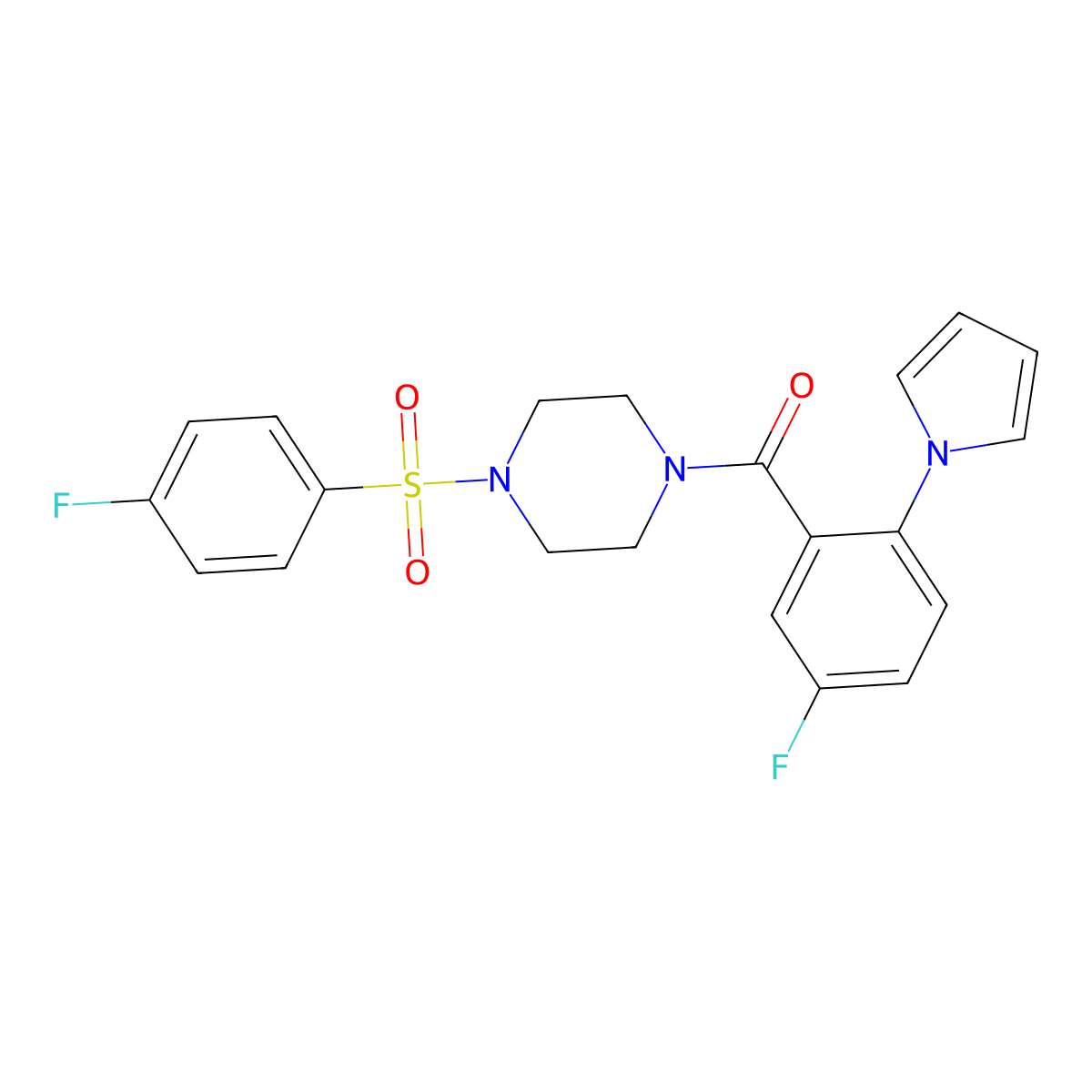 {4-[(4-fluorophenyl)sulfonyl]piperazin-1-yl}[5-fluoro-2-(1H-pyrrol-1-yl)phenyl]methanone molecular structure, CAS 1144447-22-2