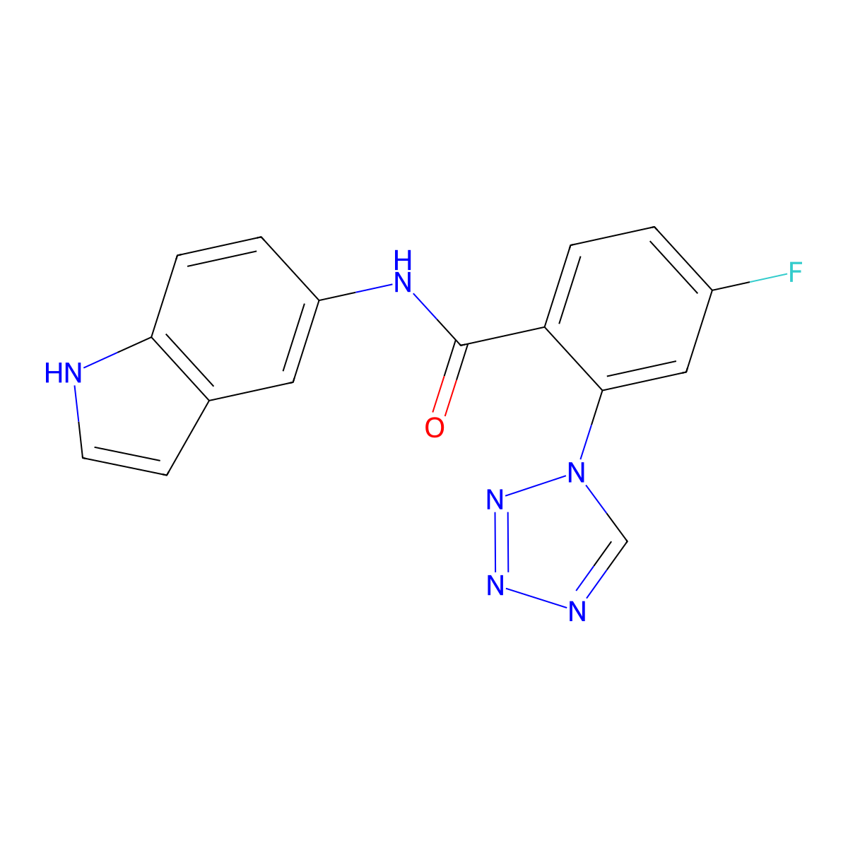 4-fluoro-N-(1H-indol-5-yl)-2-(1H-tetrazol-1-yl)benzamide molecular structure, CAS 1144447-66-4